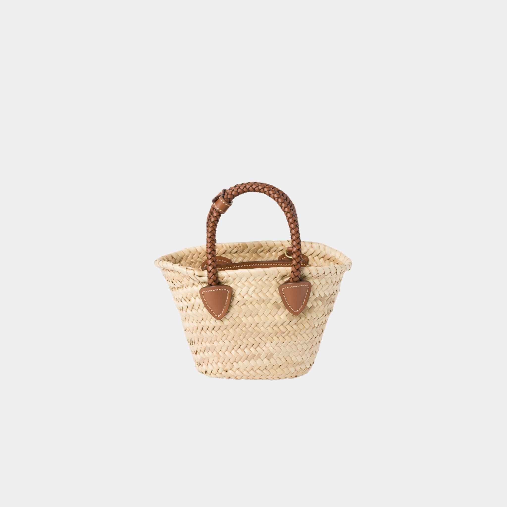 Miu Miu Woven Fabric Handbag, Beige/Cognac, Back View