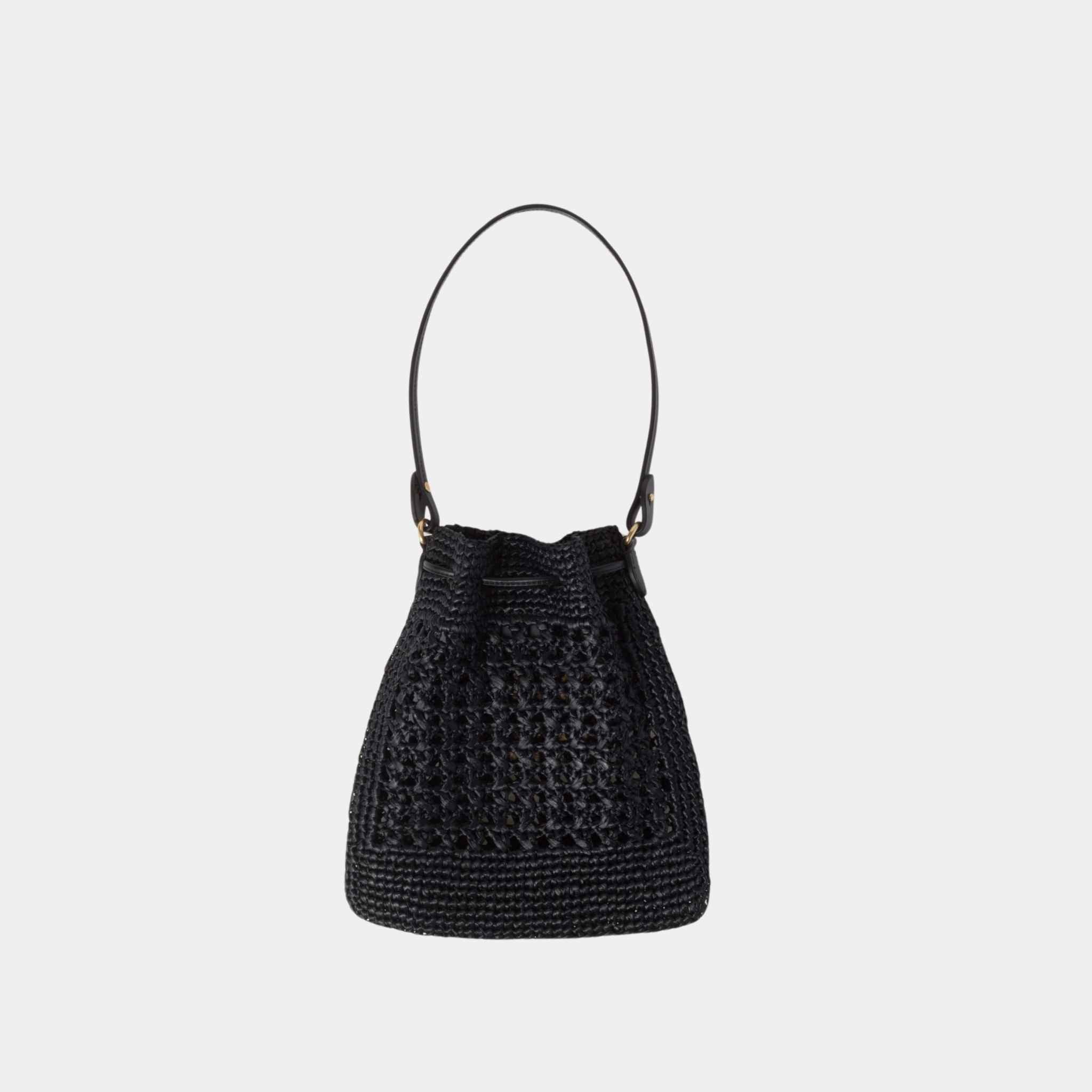 Miu Miu Woven Fabric Mini-Bag, Black/Tan, Back View