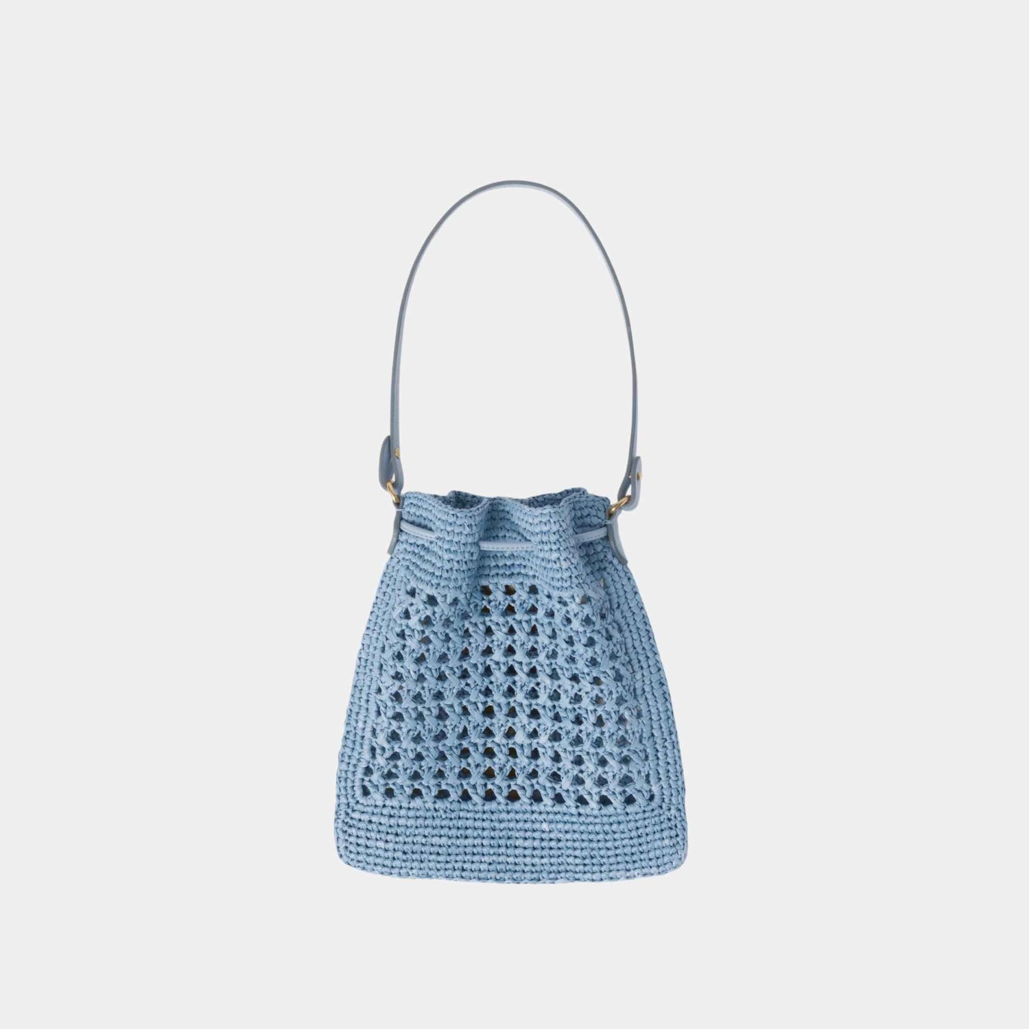 Miu Miu Woven Fabric Mini-Bag, Celeste/Cognac, Back View