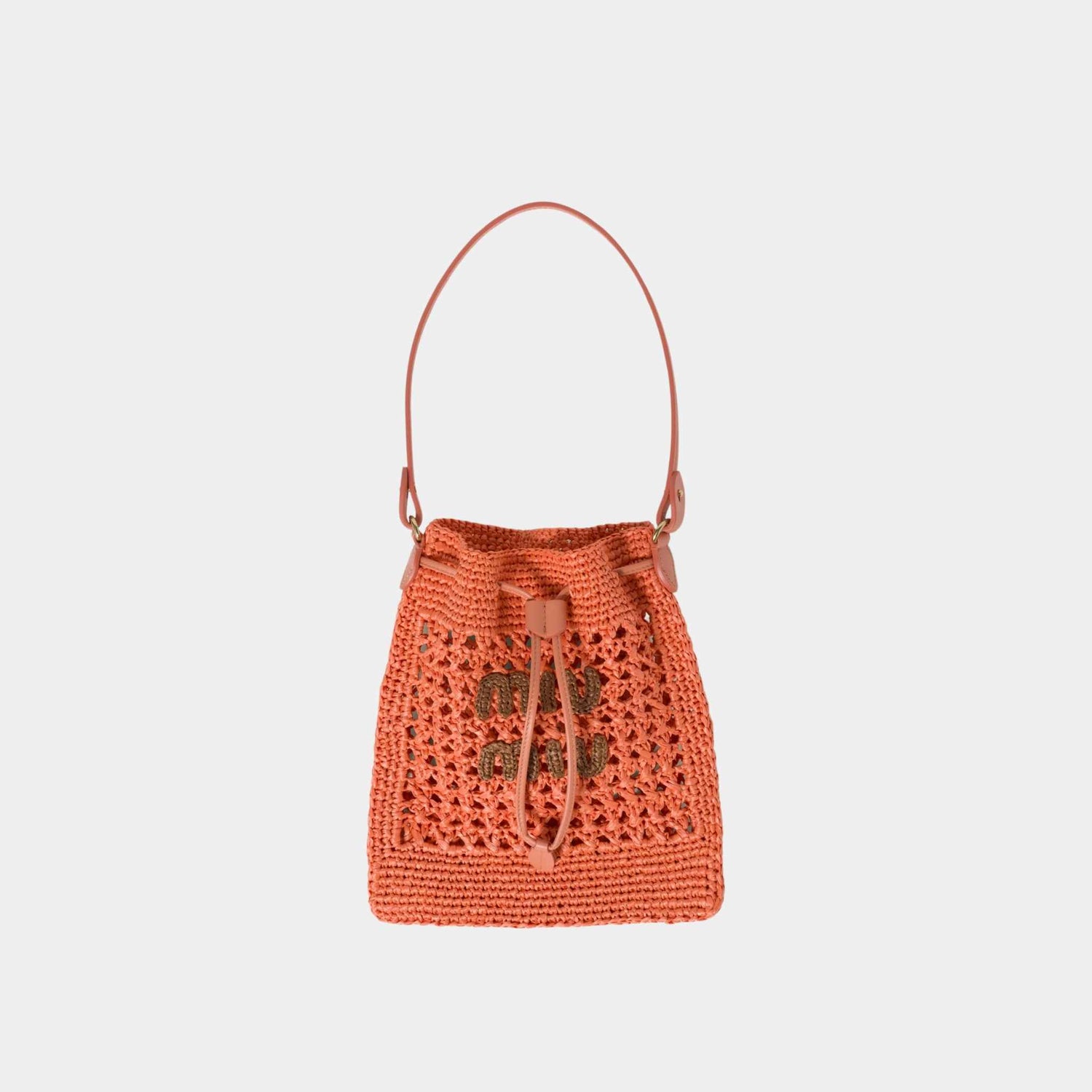 Miu Miu Woven Fabric Mini-Bag, Tulip/Cognac, Front View