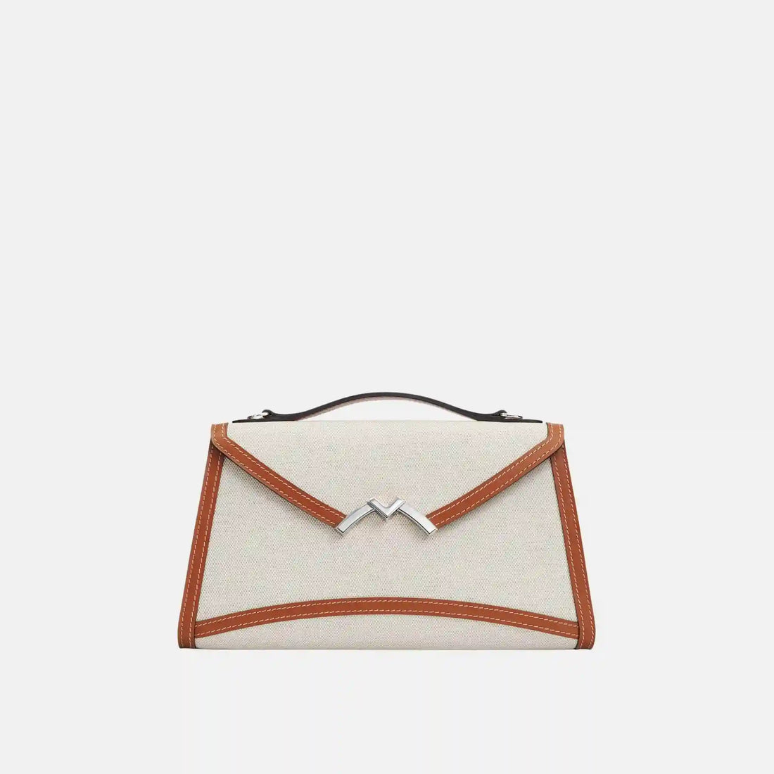 Moynat Gabrielle Clutch in Canvas and Leather, Front
