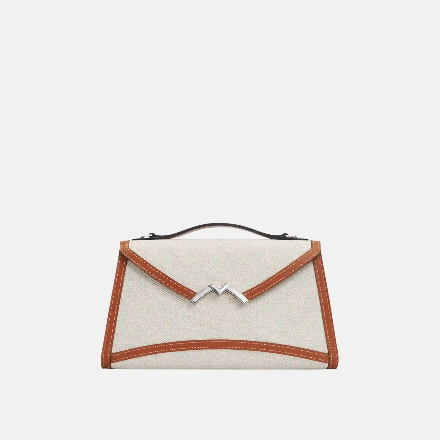 Moynat Gabrielle Clutch in Canvas and Leather, Front
