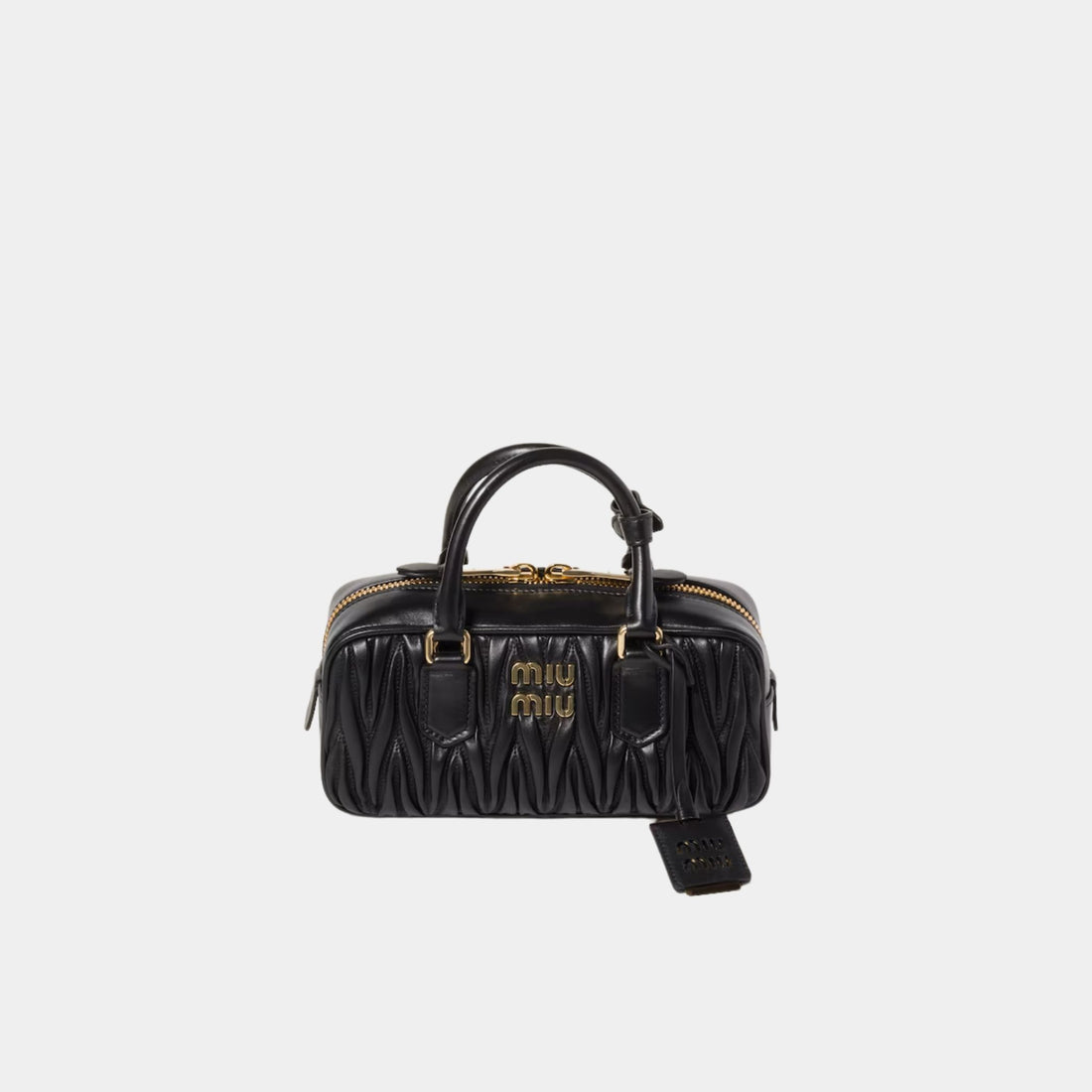 Miu Miu Arcadie Matelassé Nappa Leather Bag, Black, Front