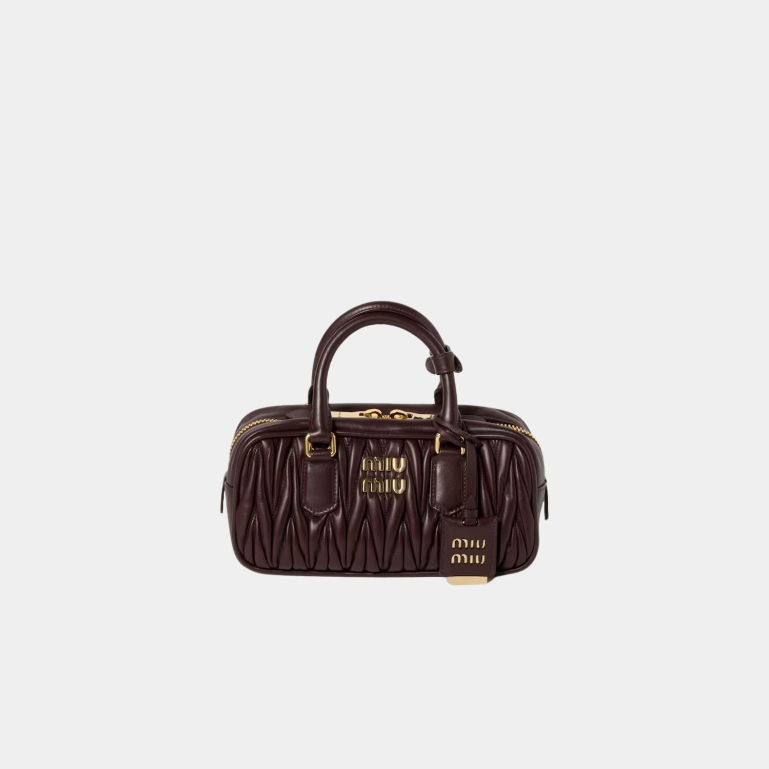 Miu Miu Arcadie Matelassé Nappa Leather Bag, Briarwood, Front