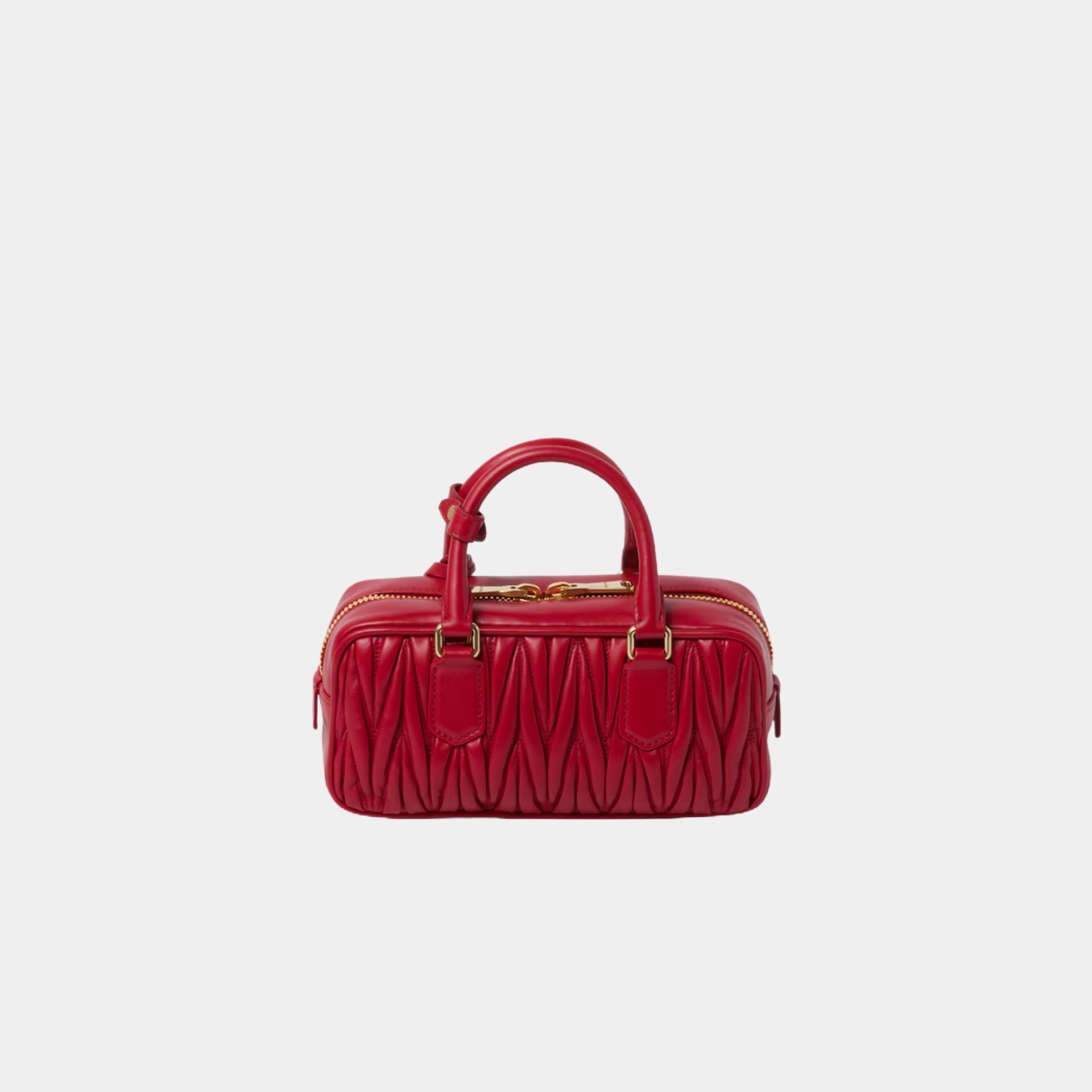 Miu Miu Arcadie Matelassé Nappa Leather Bag, Red, Back
