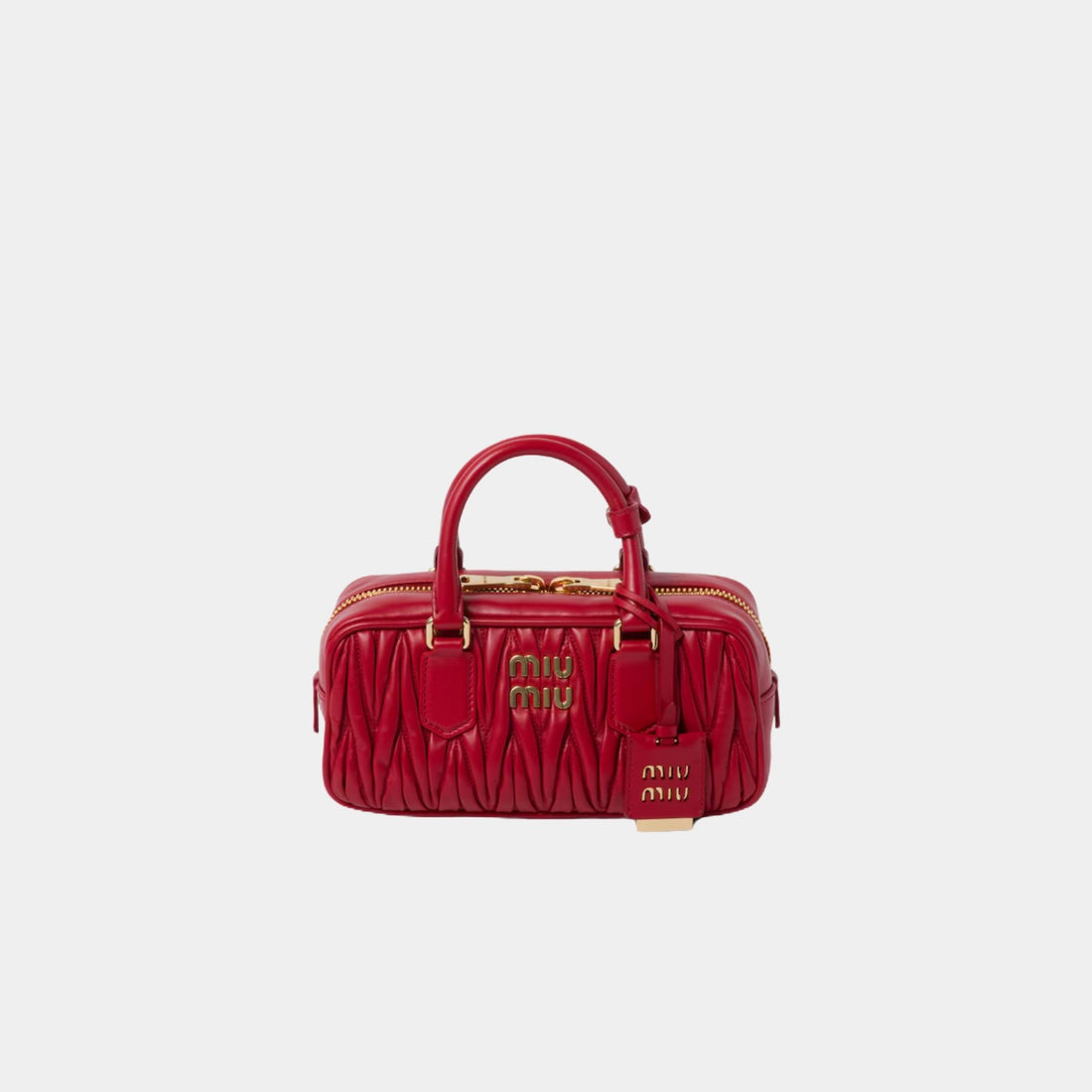 Miu Miu Arcadie Matelassé Nappa Leather Bag, Red, Front