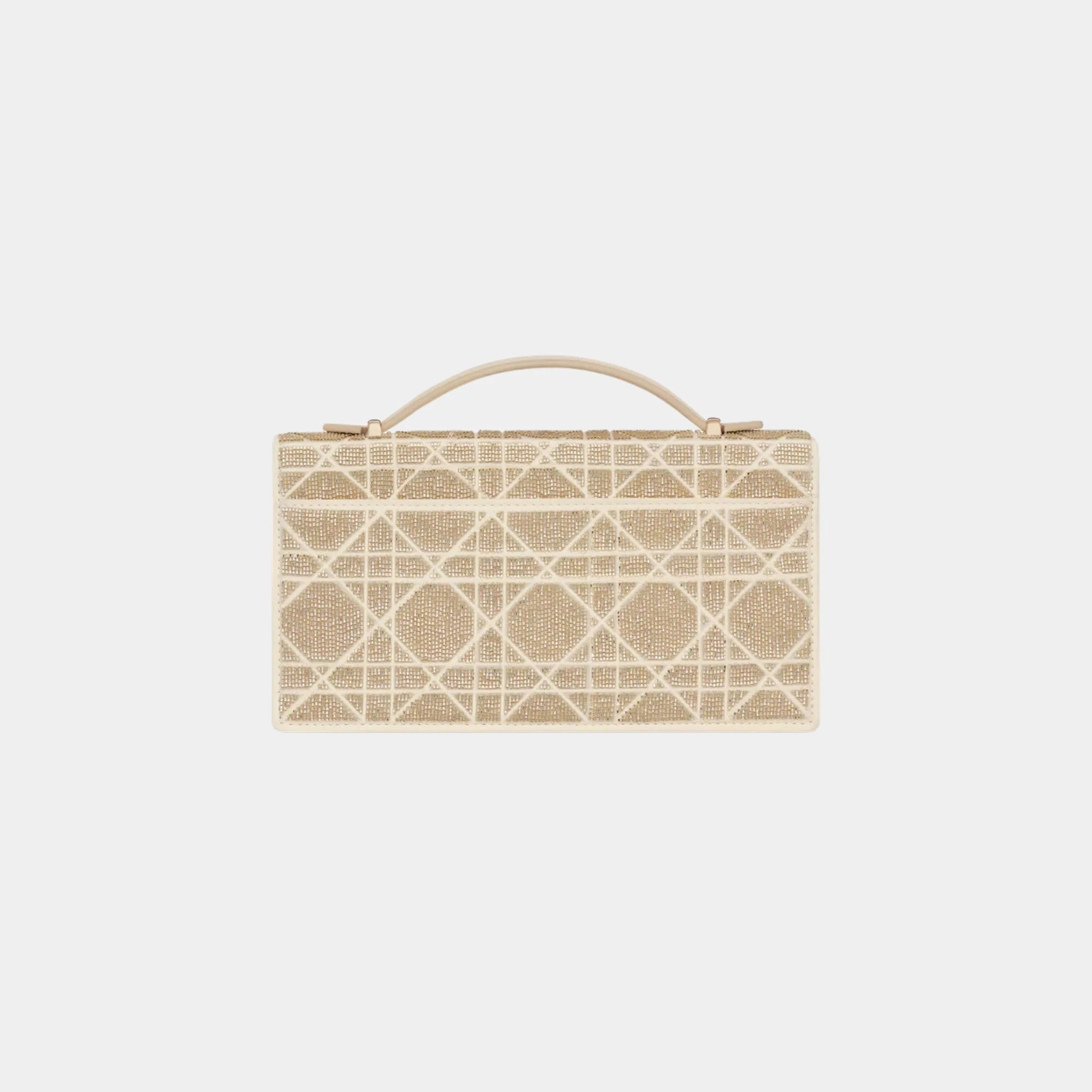 Dior Or My Dior Mini Bag Microbead-Embroidered Cotton, Light Ivory, Back