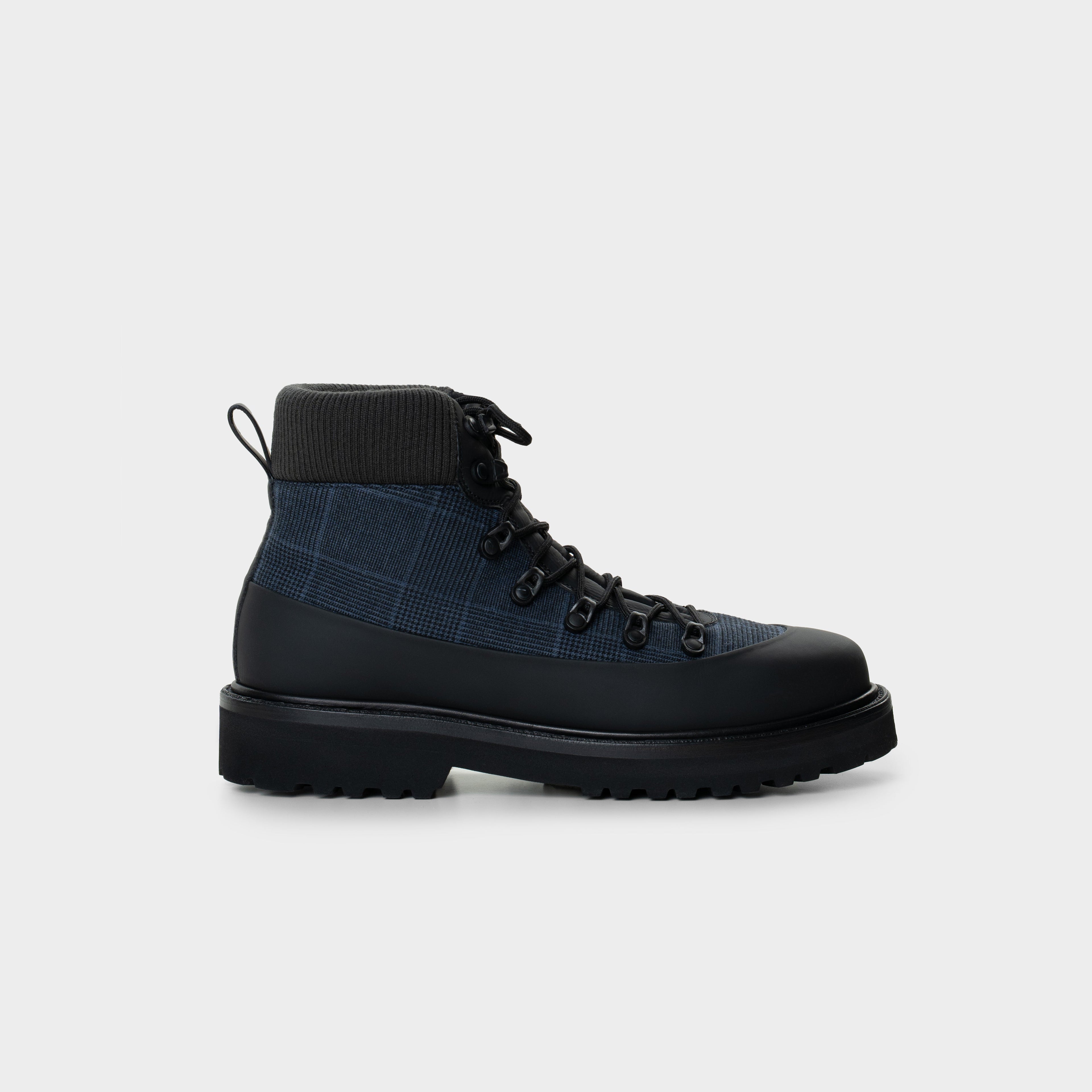 Manhattan Boots in Cashmere &amp; Calfskin leather, Navy Side