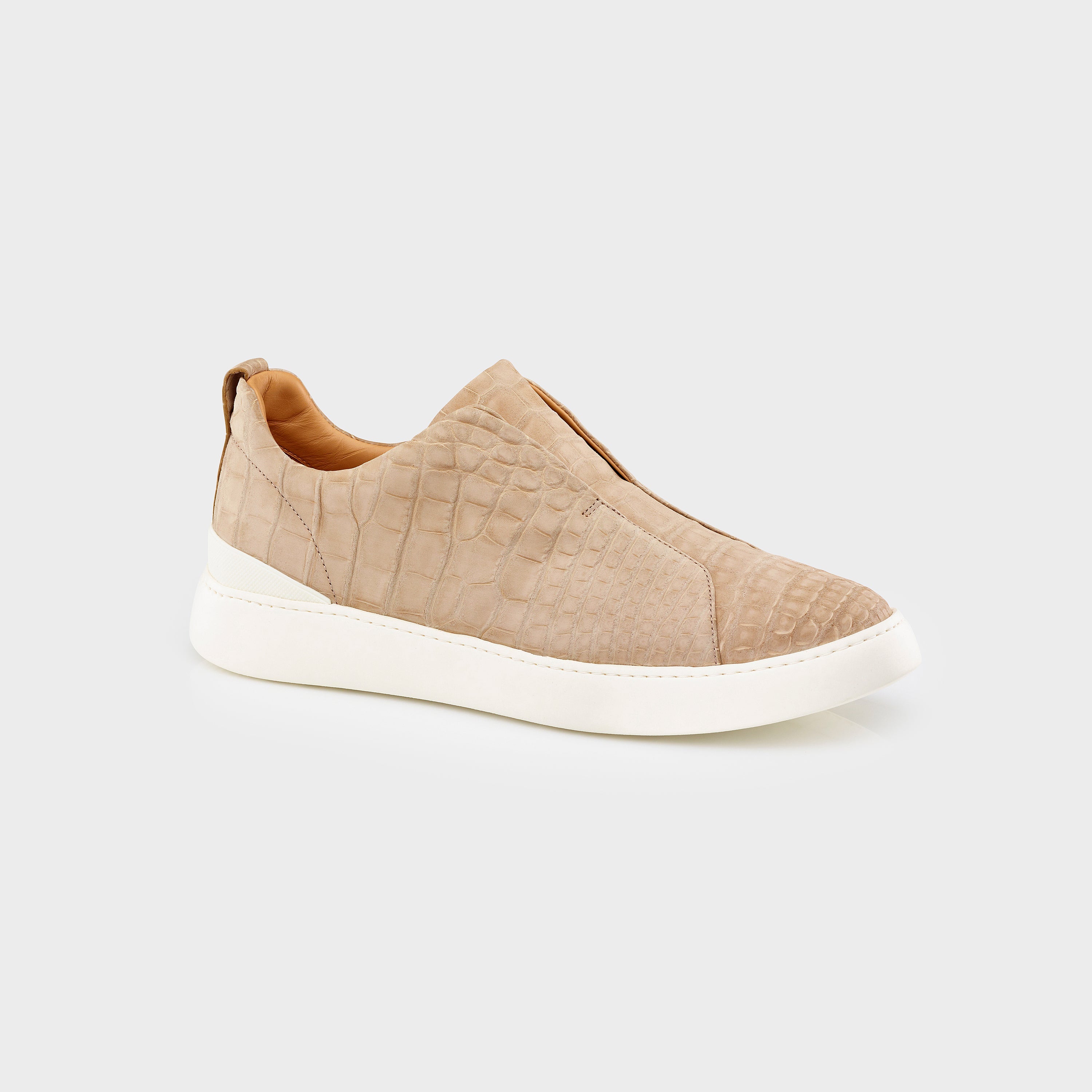 Ogier Milan Alligator Sneakers Beige Side 