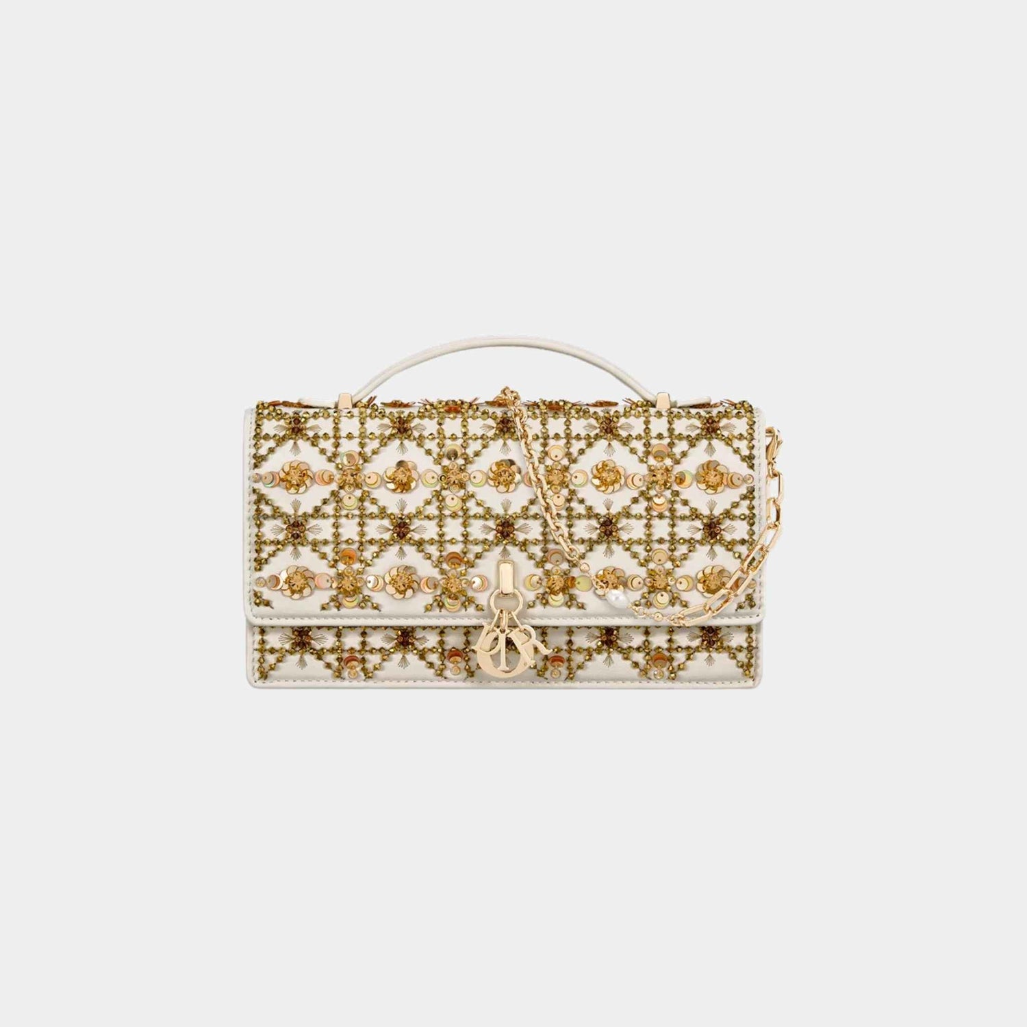 Dior Or My Dior Mini Bag Calfskin Embroidered With Gold-Tone Sequins, Front