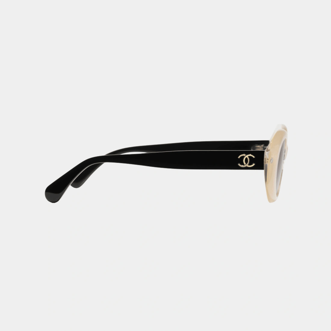 Chanel Oval Glasses in Acetate Frame, Gold, Side