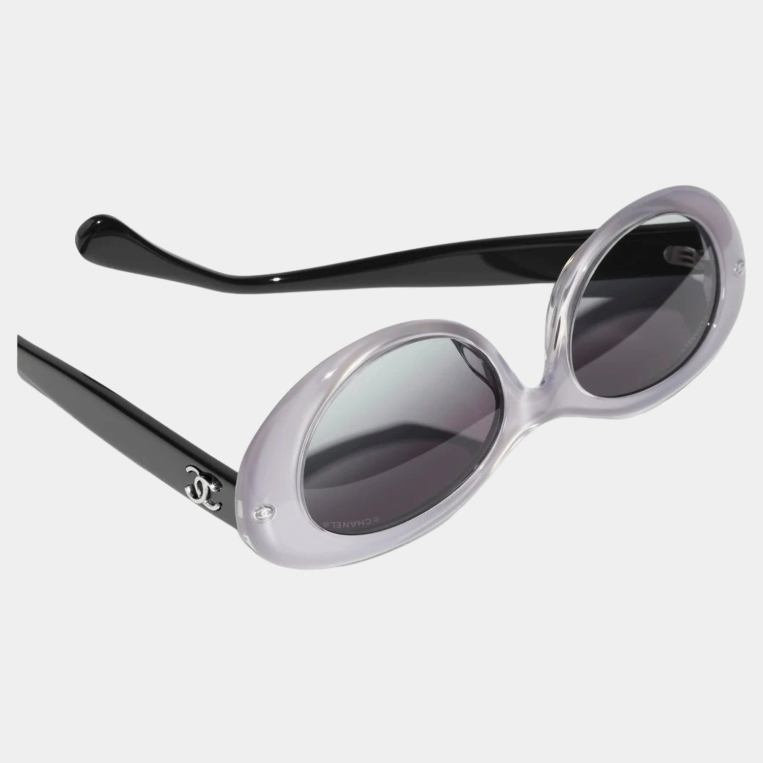 Chanel Oval Glasses in Acetate Frame, Silver, Top