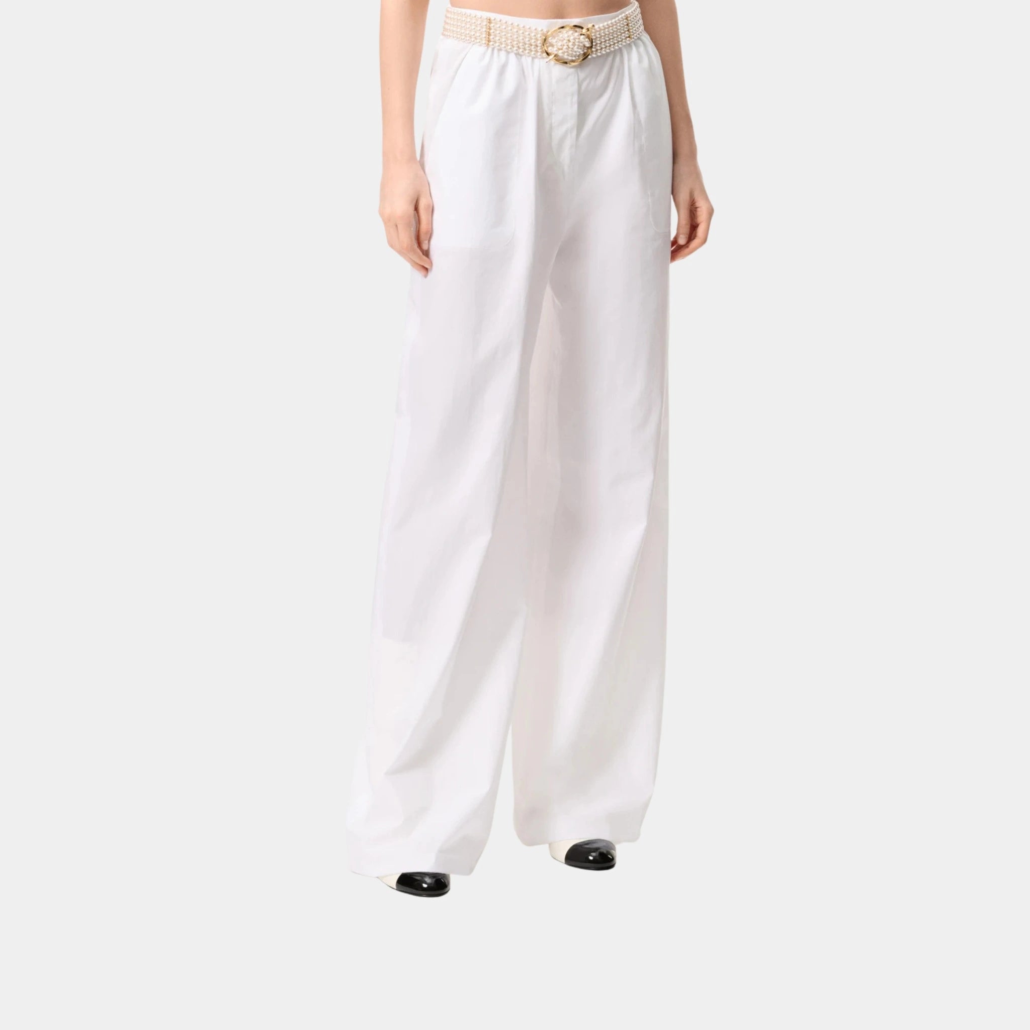 Chanel Pants in White Cotton Poplin, Front