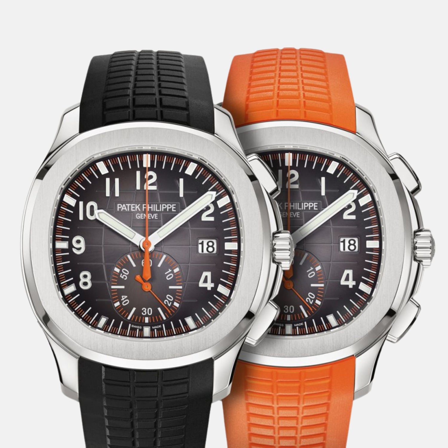 Patek Philippe Aquanaut Chronograph 5968A-001 , Front, Black And Orange Strap View