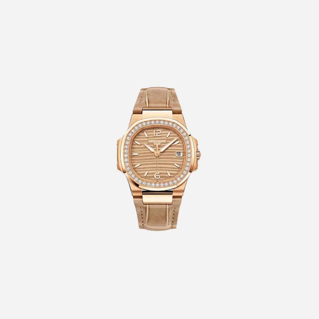 Patek Philippe Nautilus  Rose Gold - Diamond / Leather 7010R-011, Front