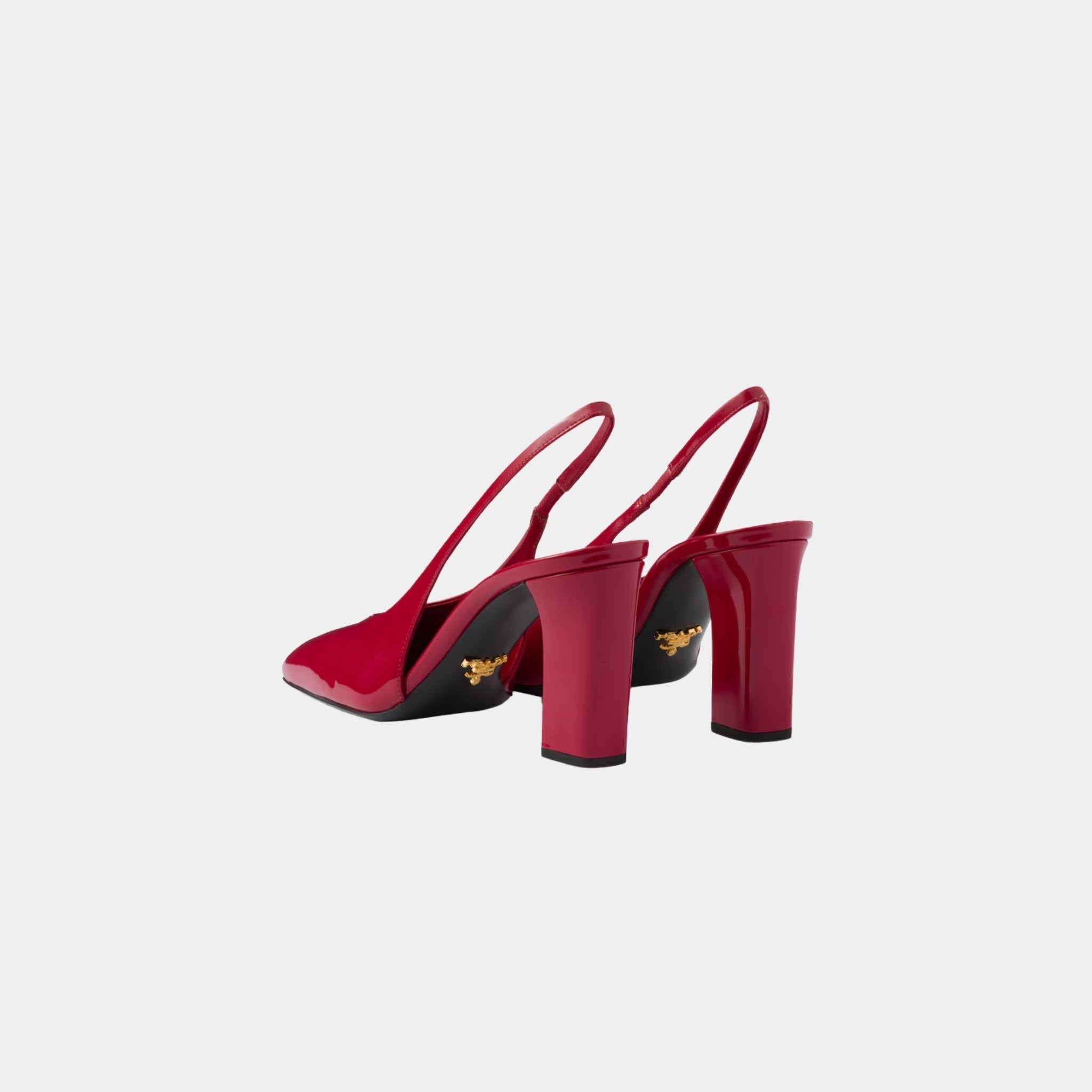 Prada Patent Leather Slingback Pumps With Bound Leather Heel, Cherry Red, Back