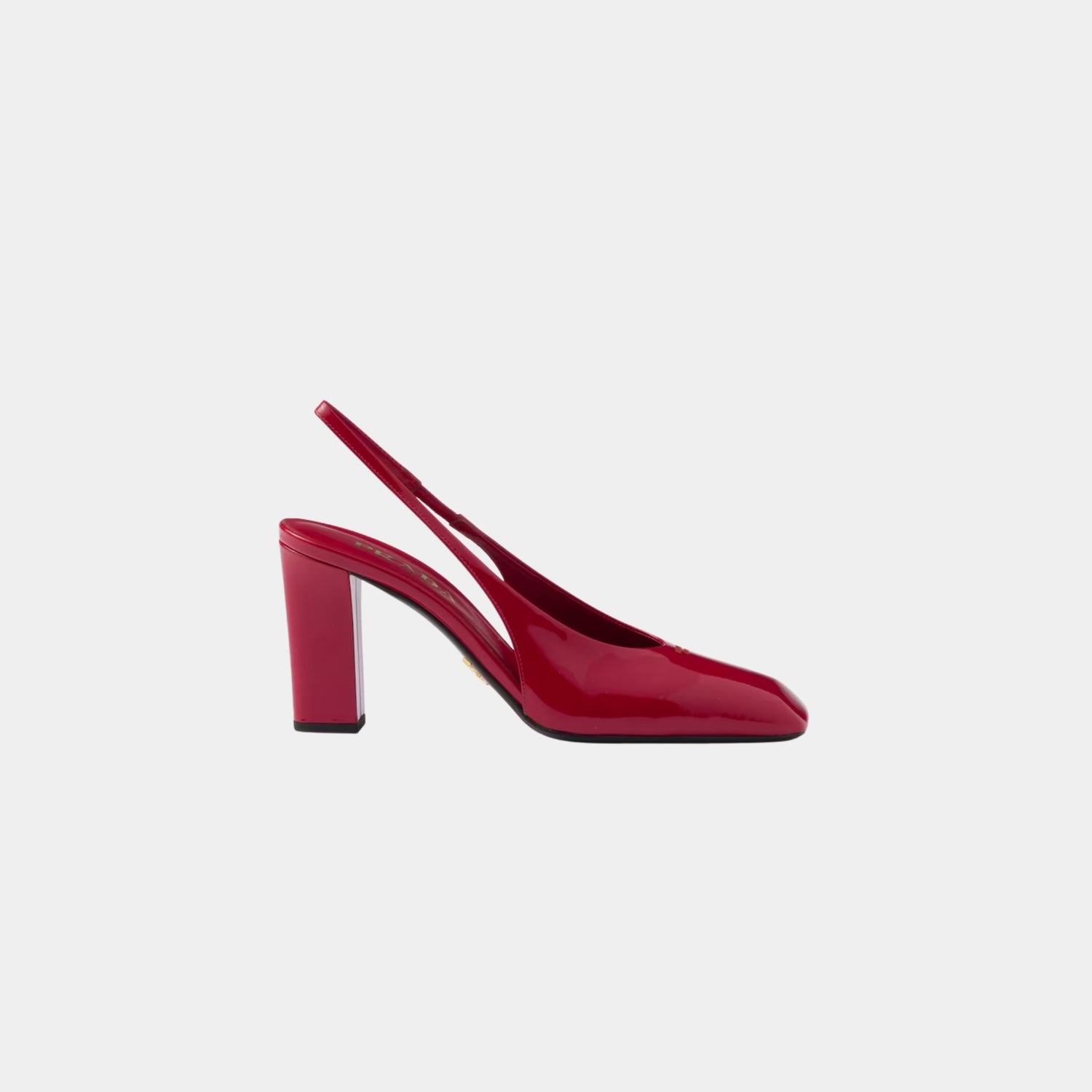 Prada Patent Leather Slingback Pumps With Bound Leather Heel, Cherry Red, Side