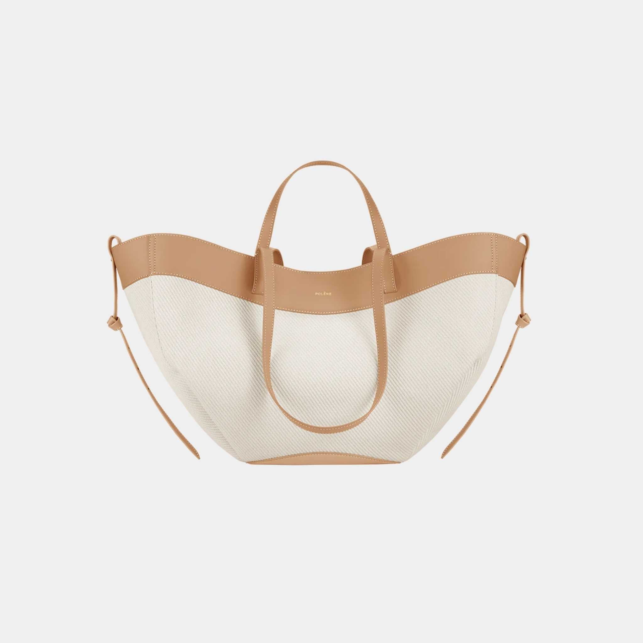 Polene Cyme Handbag, Beige, Front