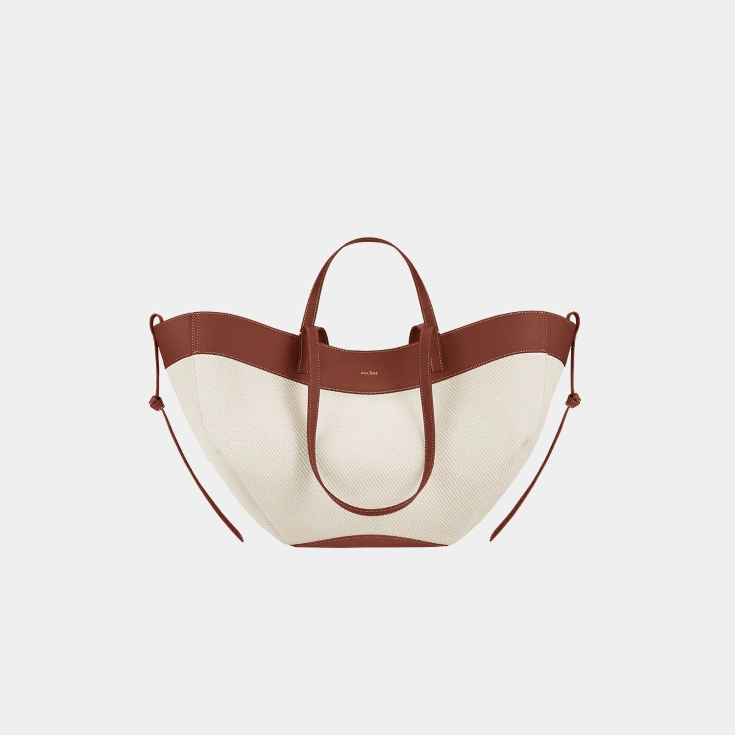 Polene Cyme Handbag, Cognac Canvas, Front View