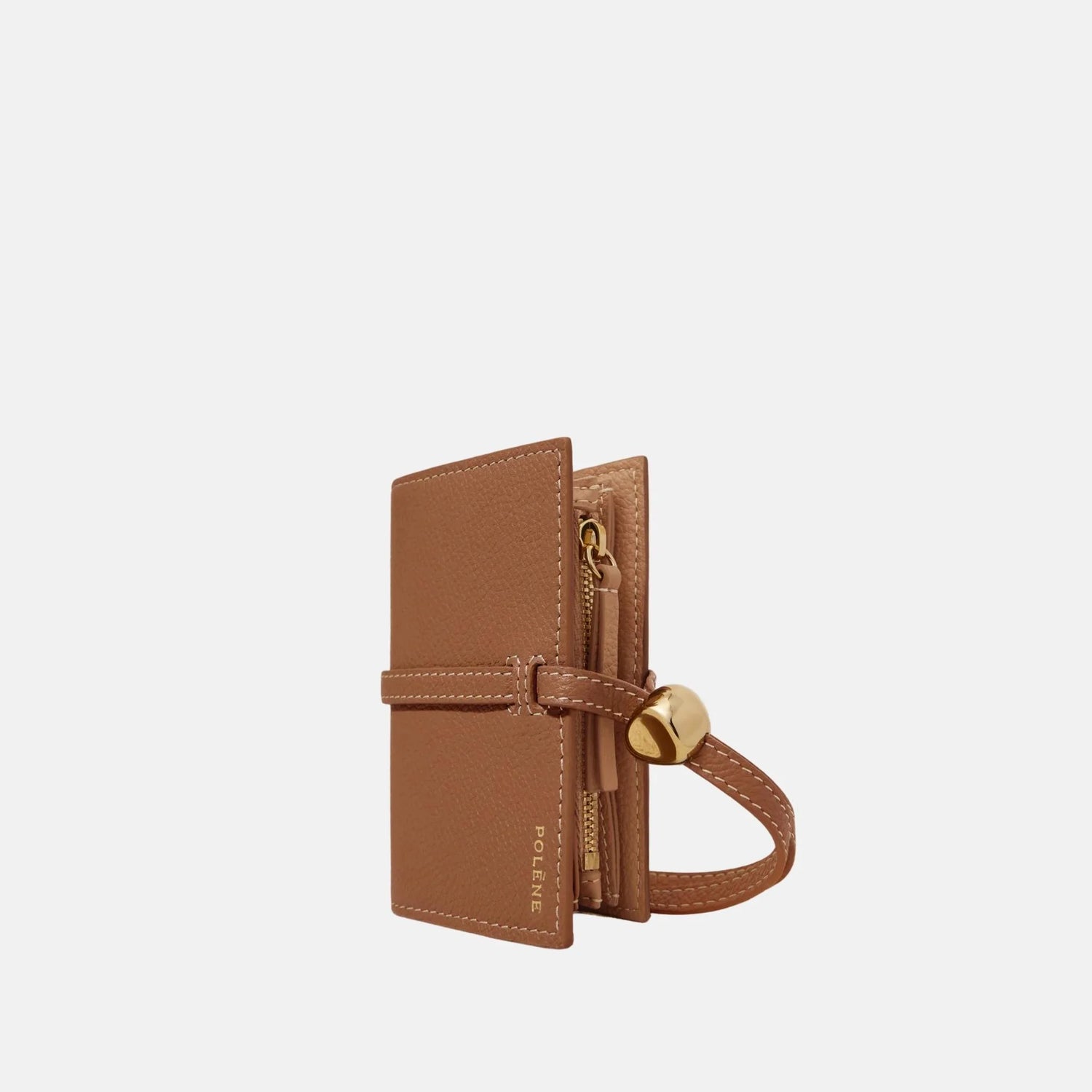 Polene Kaye Card Holder Textured Edition, Camel, Inside