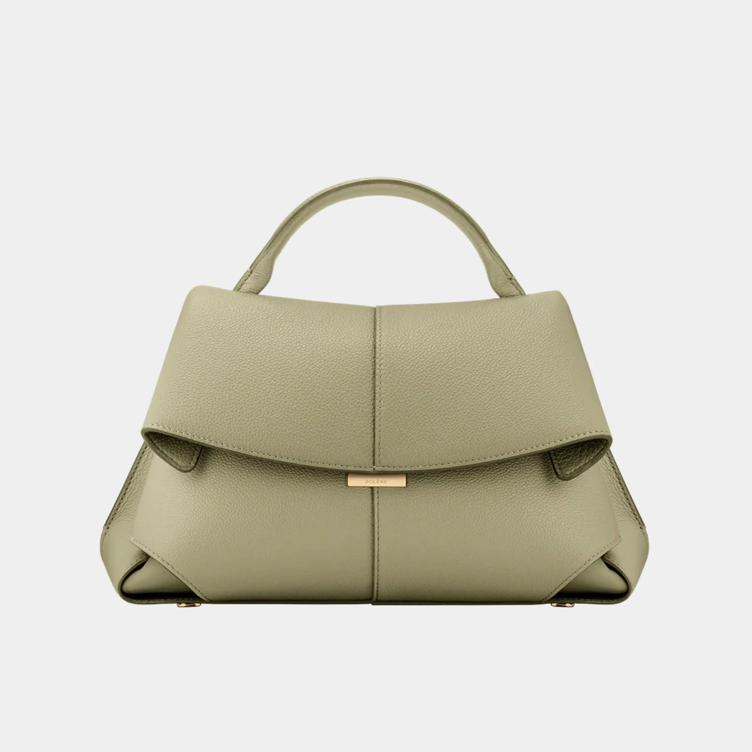 Polene Mokki Handbag in Grained Leather, linden