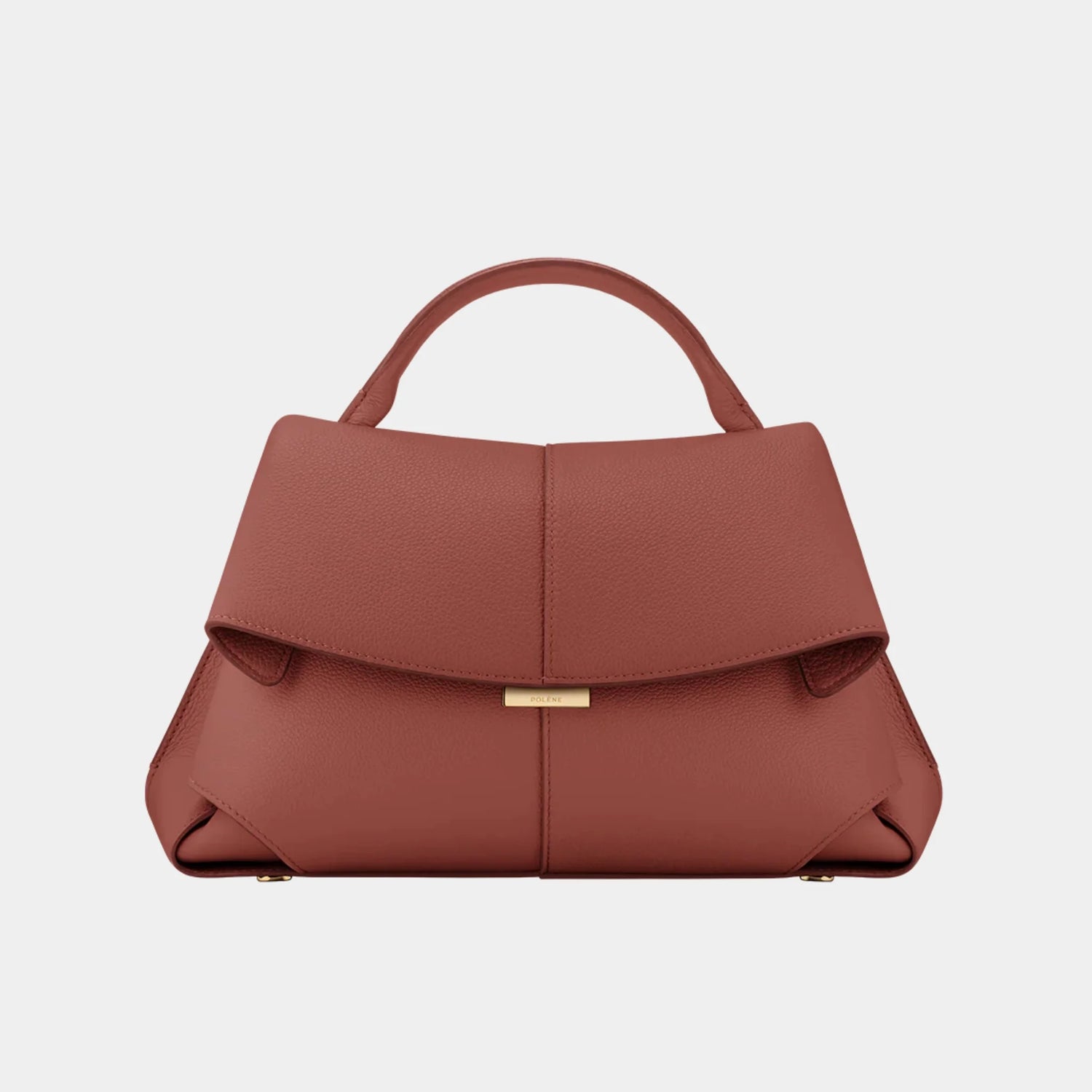 Polene Mokki Handbag in Grained Leather, 
Terracotta