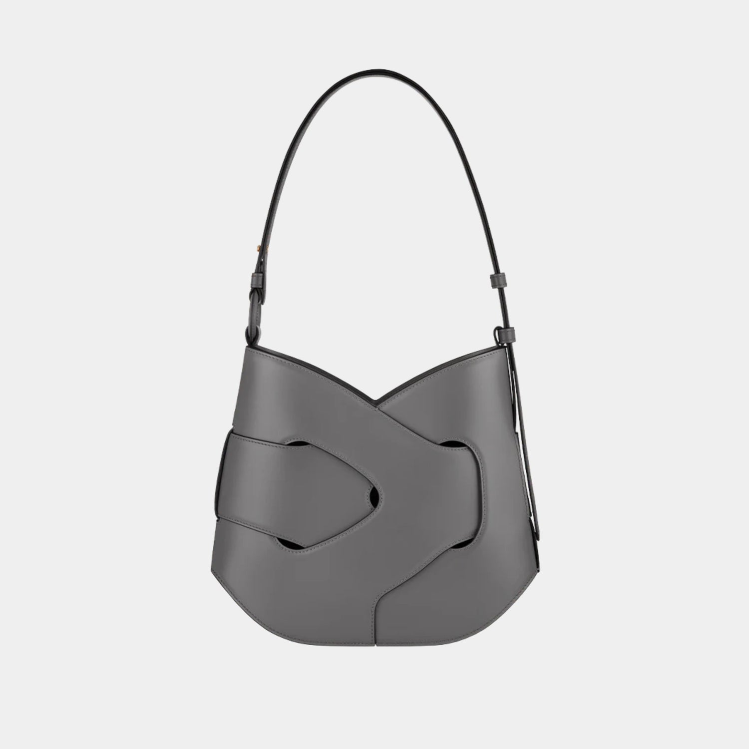 Polene Nodde Hobo Smooth Calfskin Shoulder Bag, Pebble