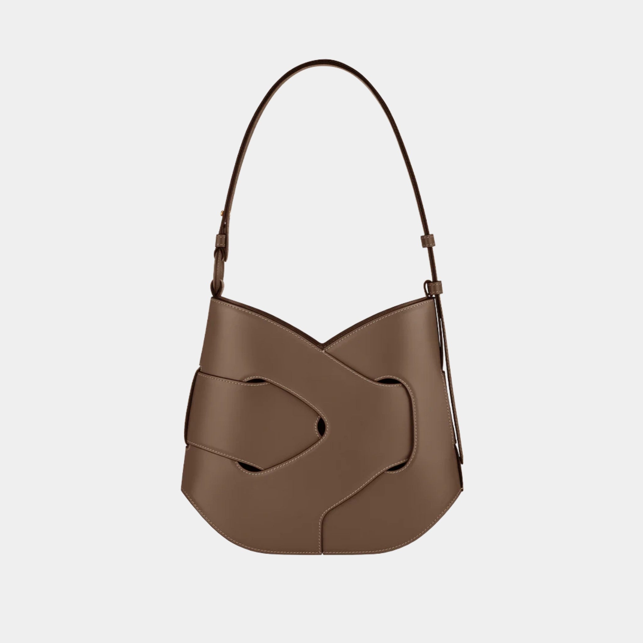 Polene Nodde Hobo Smooth Calfskin Shoulder Bag, Root