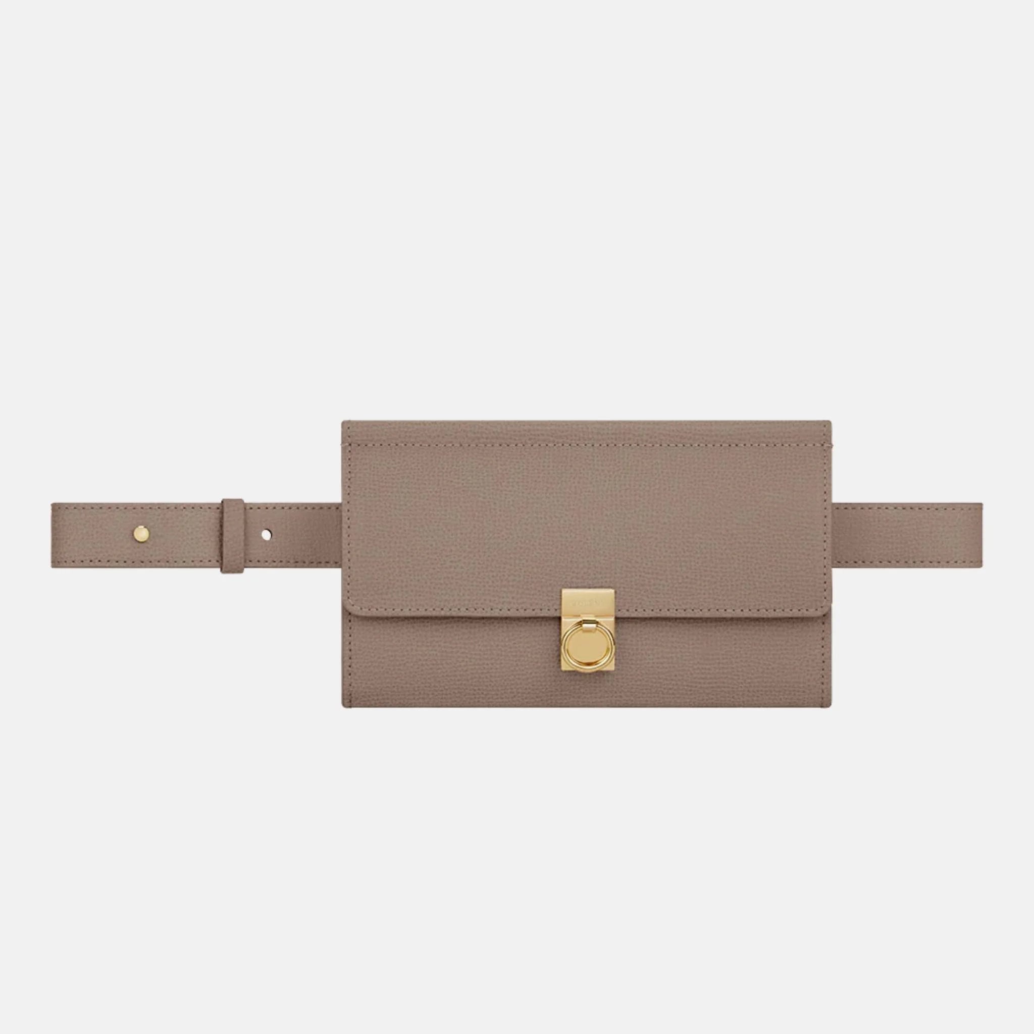 Polene Numero Sept Belt Wallet, Taupe, Front