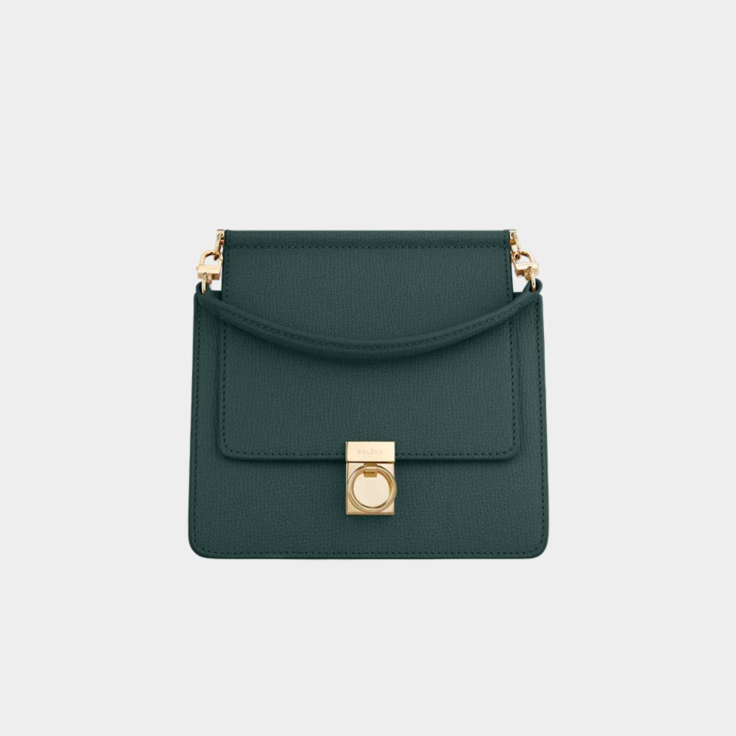 Polene Numero Sept Mini Handbag Edition Textured Green, front