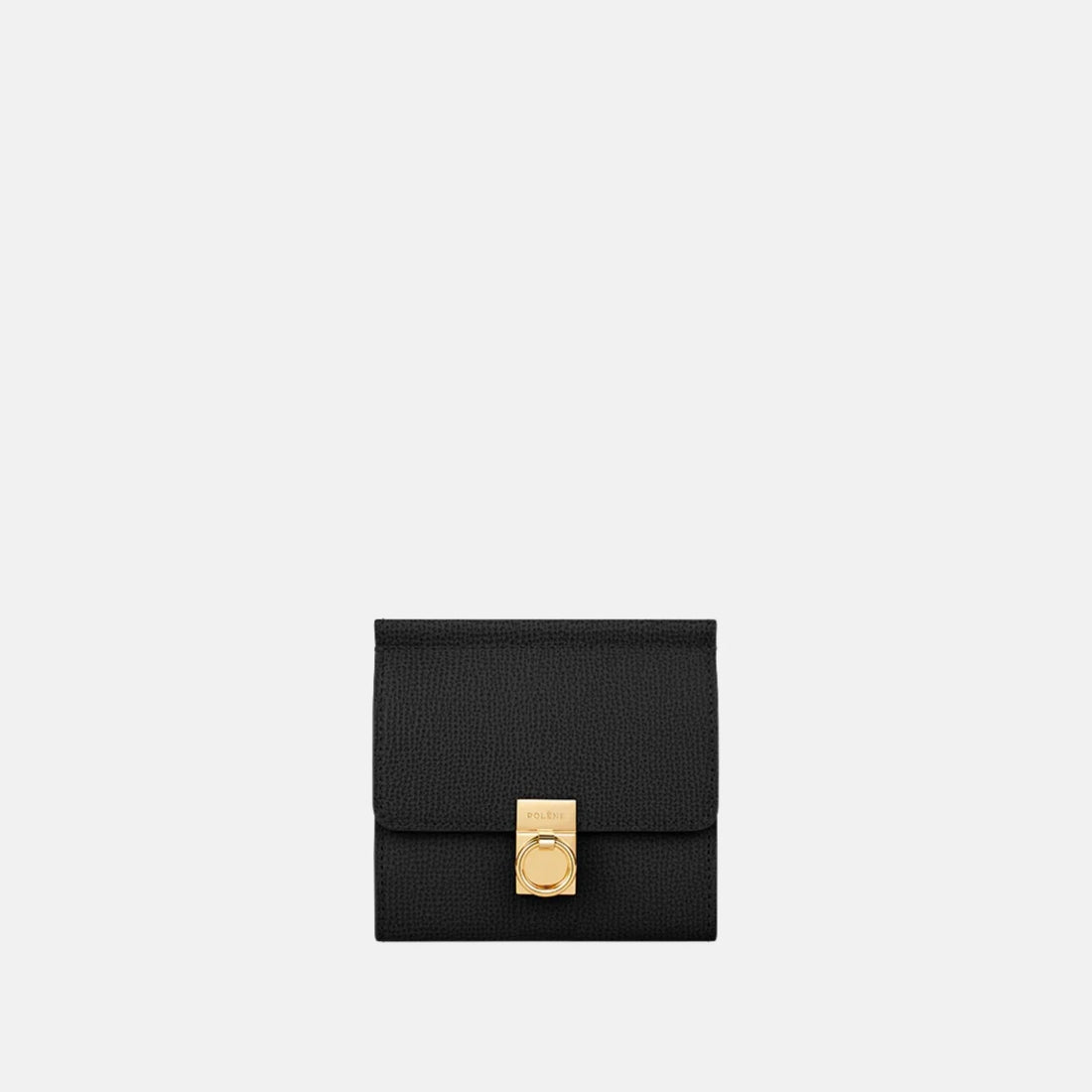 Polene Numero Sept Wallet Textured Black Edition, Black, Front