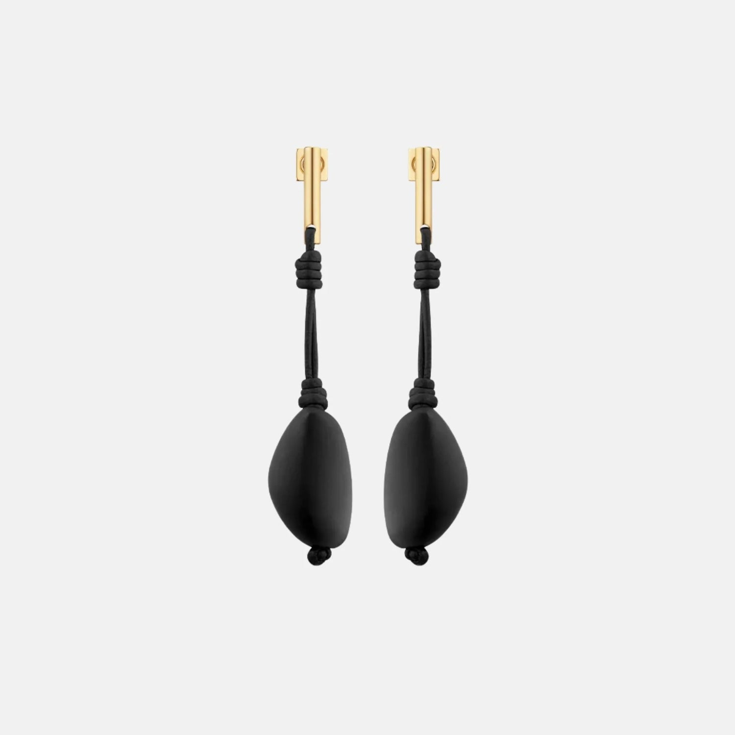 Polene Tere Drop Earrings Black Marble Edition, Front