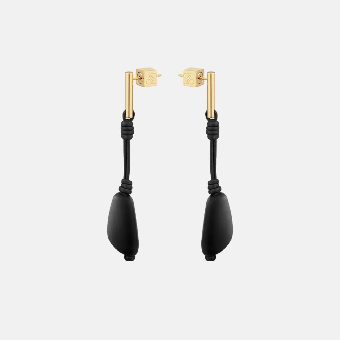 Polene Tere Drop Earrings Black Marble Edition, Side