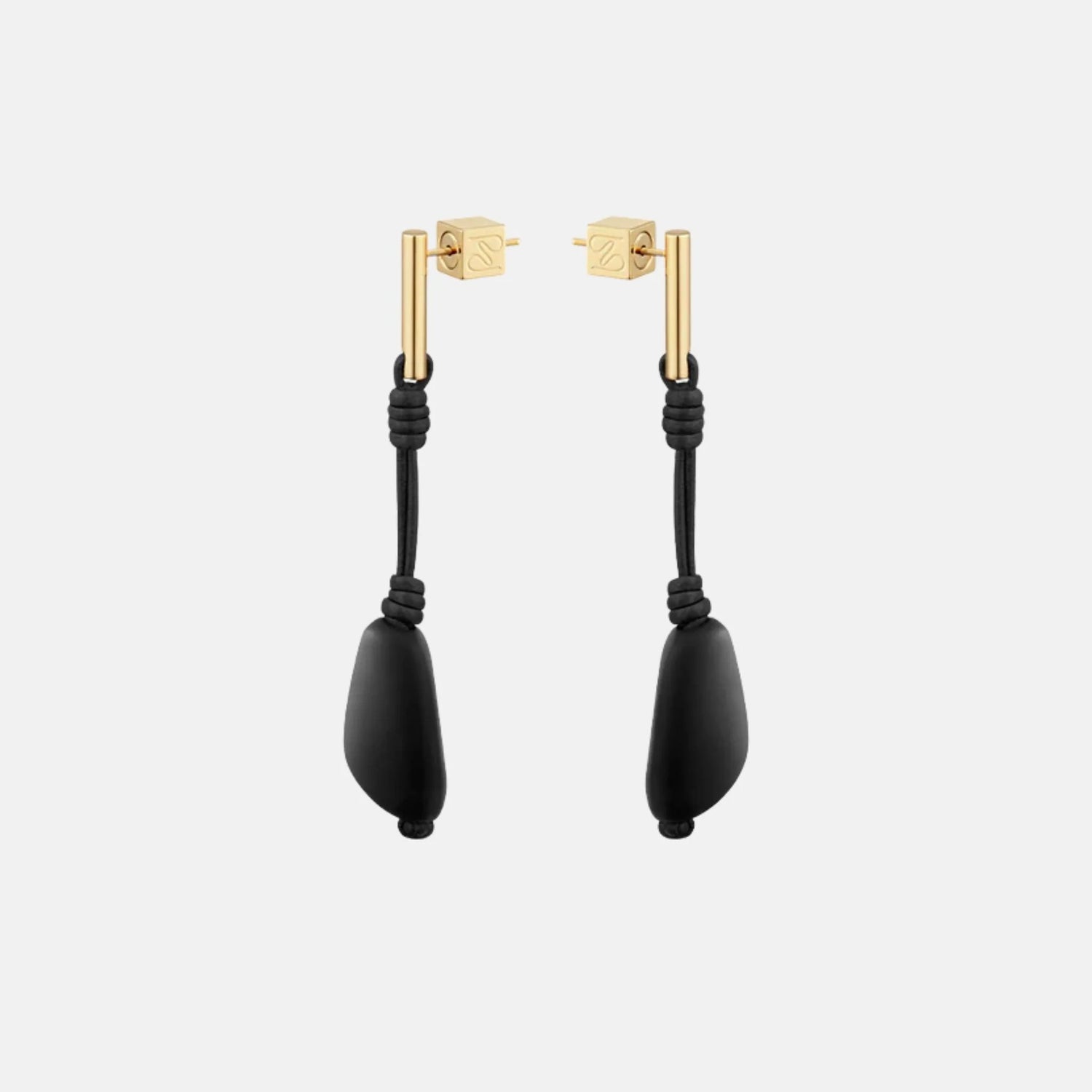 Polene Tere Drop Earrings Black Marble Edition, Side