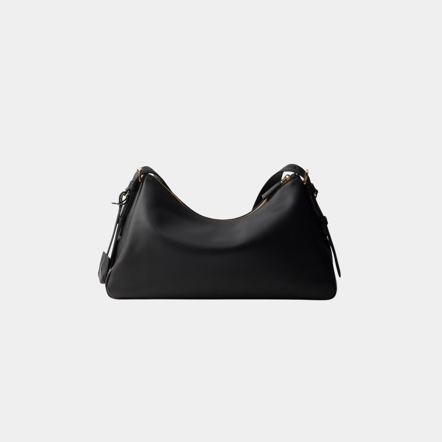 Prada Aimee Large Leather Shoulder Bag, Black, Back