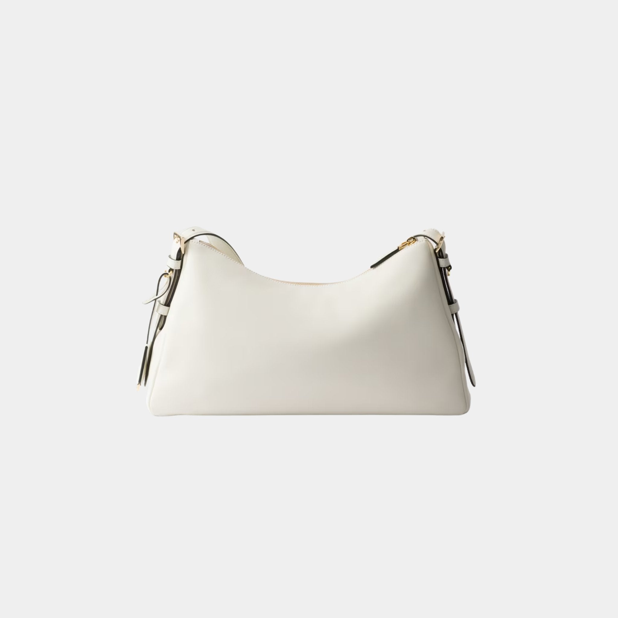 Prada Aimee Large Leather Shoulder Bag, White, Back