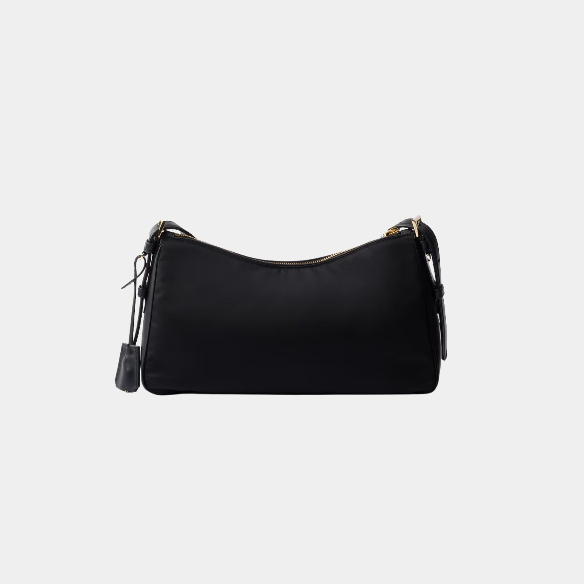 Prada Aimee Large Re-Nylon And Leather Shoulder Bag With Padlock, Black, Back