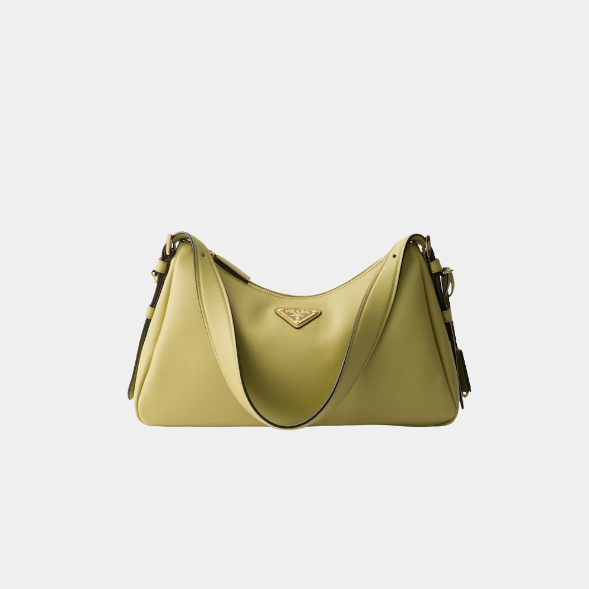 Prada Aimee Medium Leather Shoulder Bag, Pistachio, Front