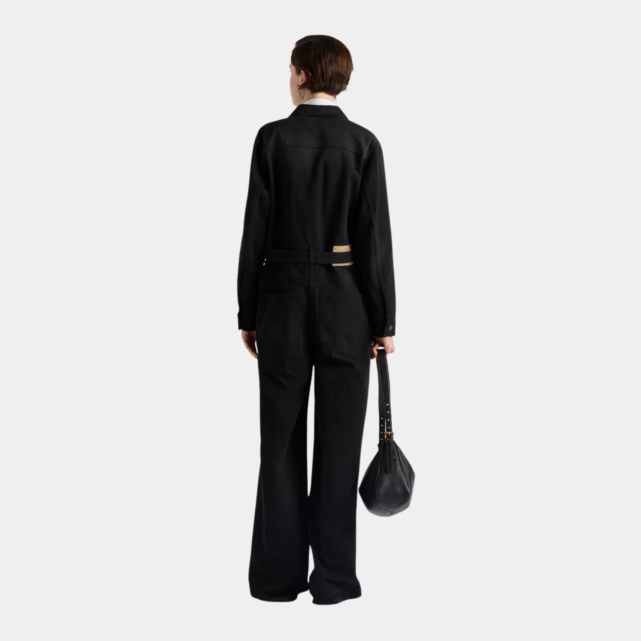 Prada Black Denim Jumpsuit, Model, Back