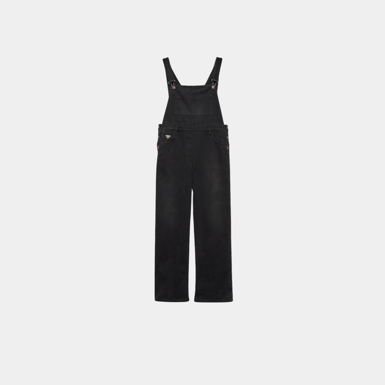 Prada Black Denim Overalls, Front