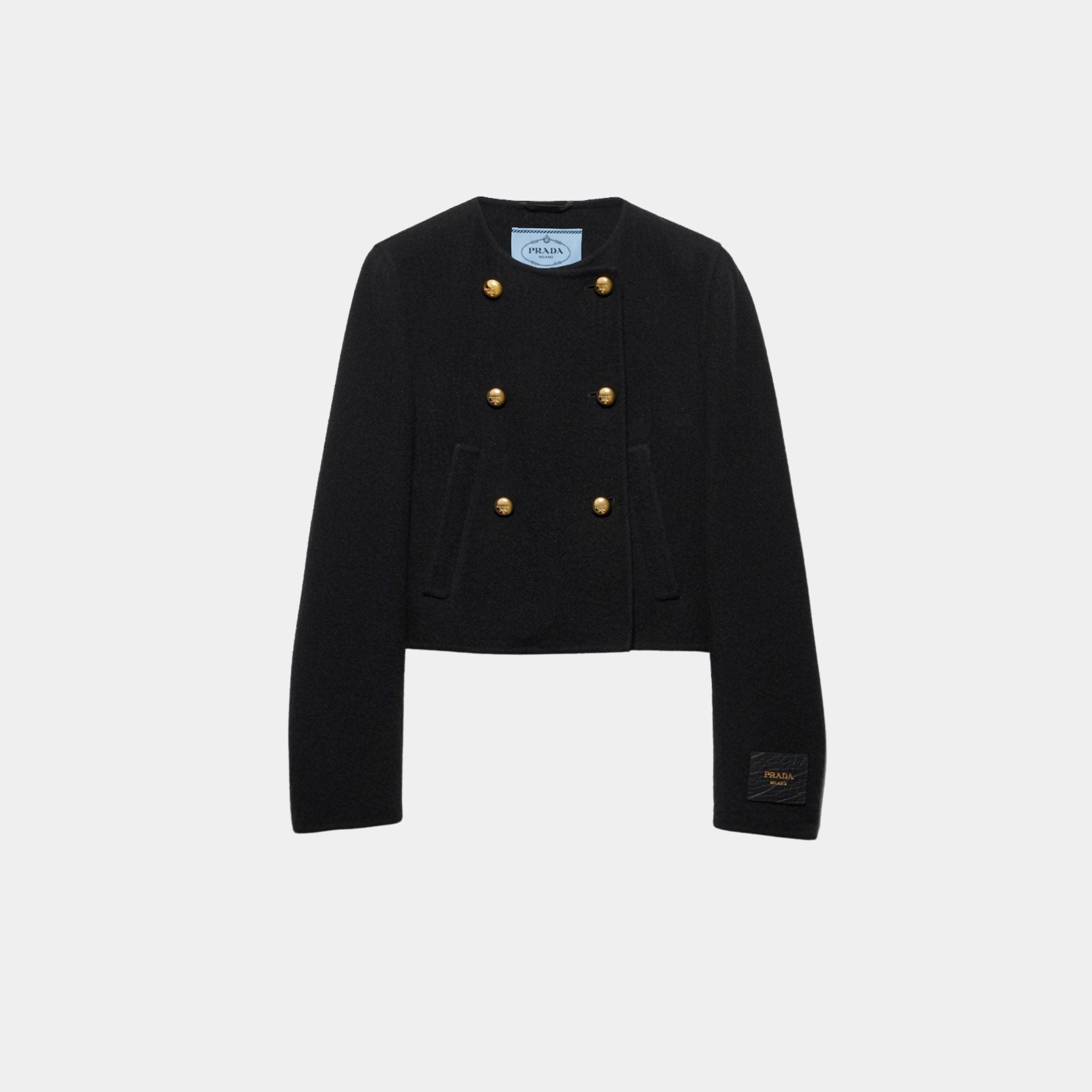 Prada Black Double-Breasted Twill Jacket, Front