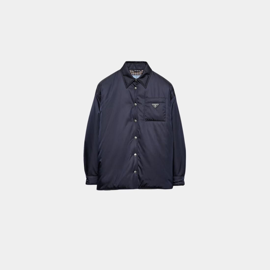 Prada Blue Re-Nylon Shirt-style Collared Blouson Jacket, Front