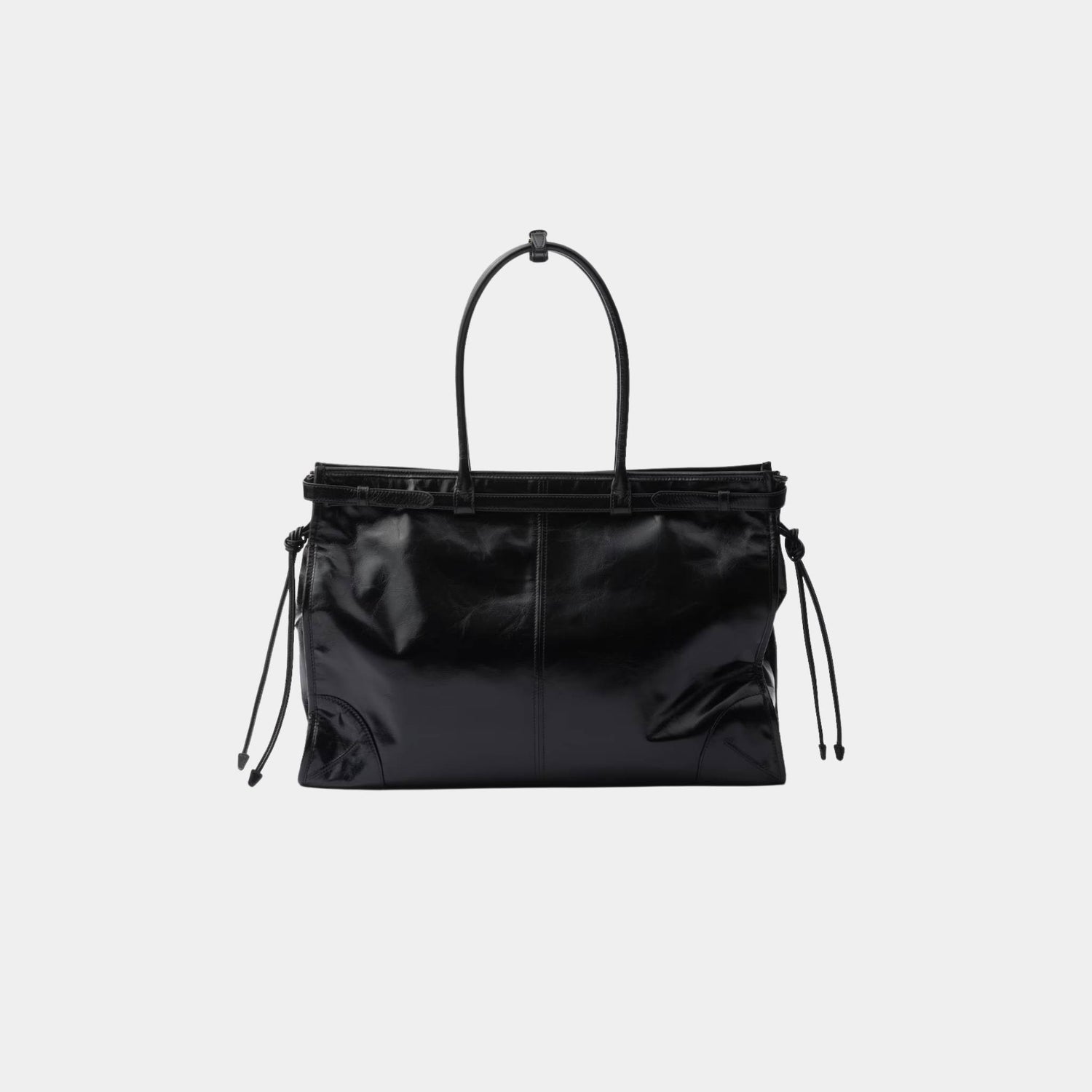 Prada Bonnie Extra Large Calfskin Leather Handbag, Black, Back