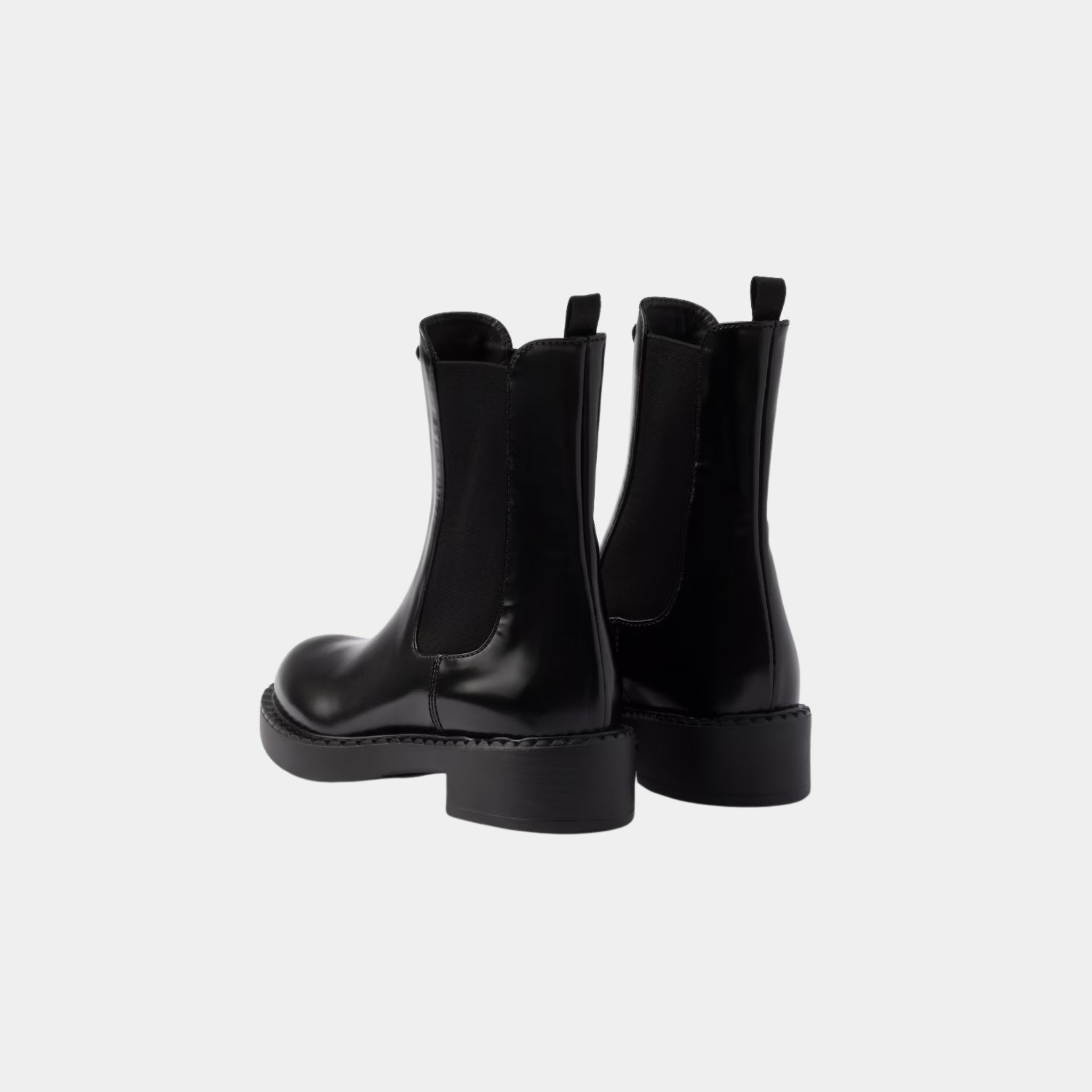 Prada Brushed Leather Chelsea Boots, Back