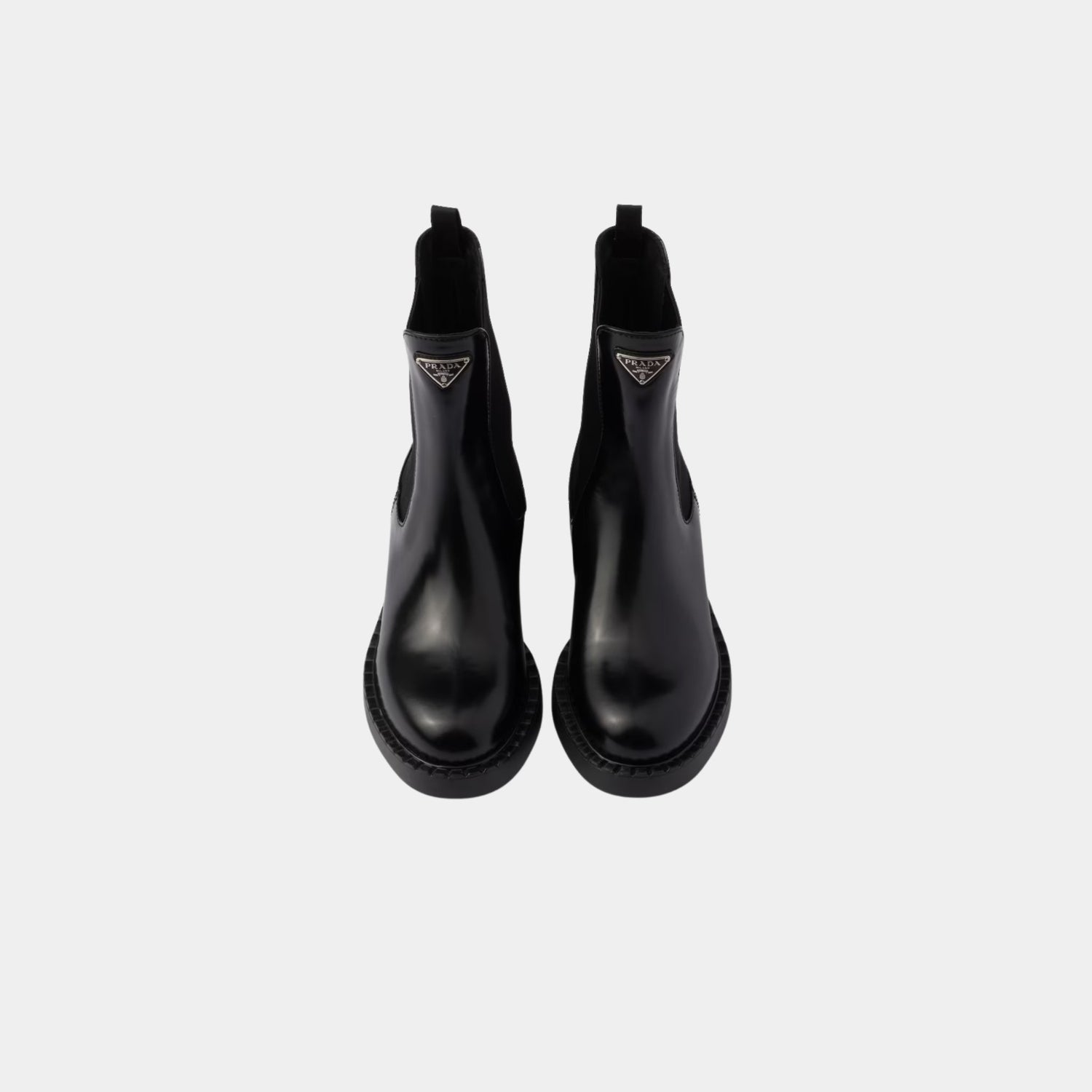 Prada Brushed Leather Chelsea Boots, Top