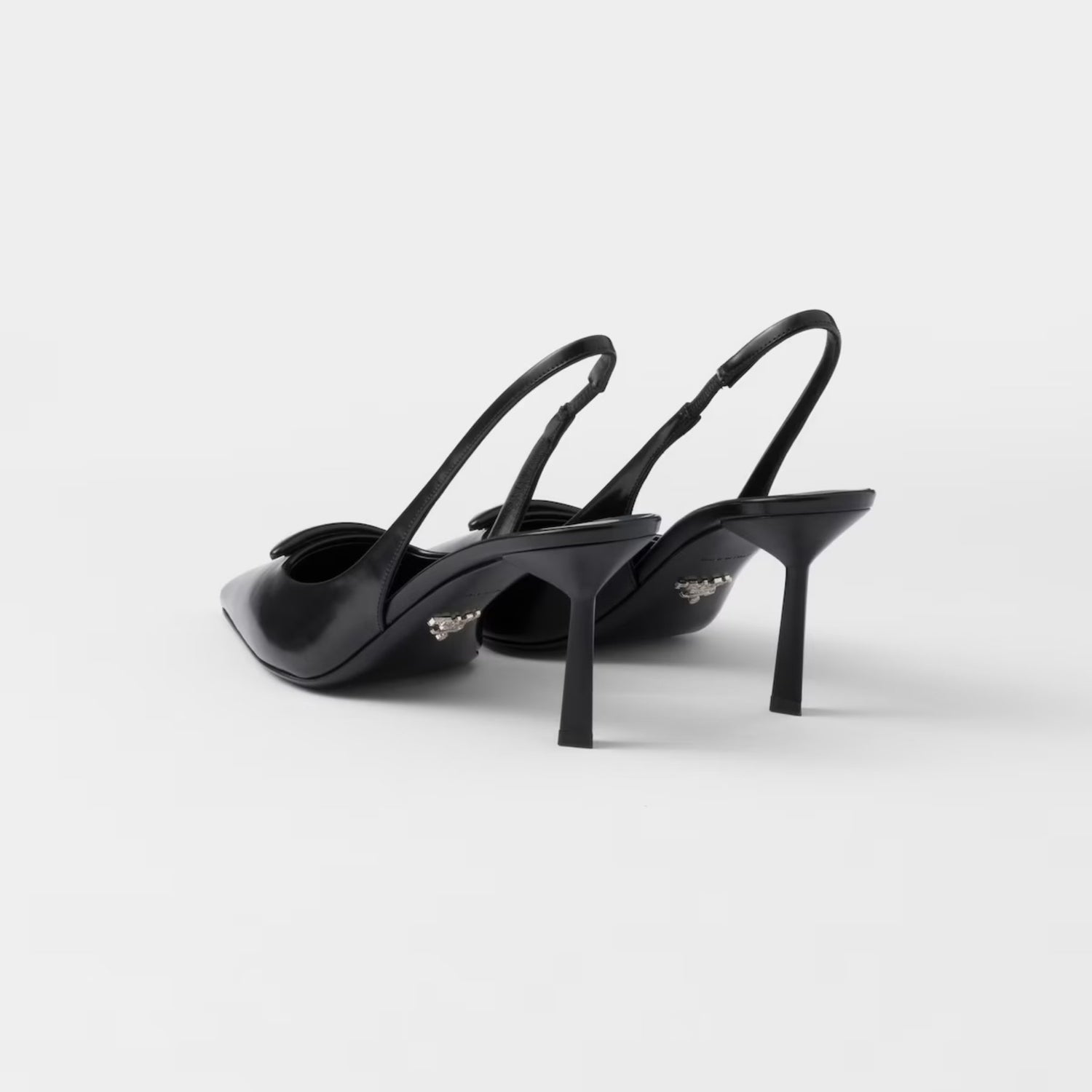 Prada Brushed Leather Slingback Pumps, Black, Back