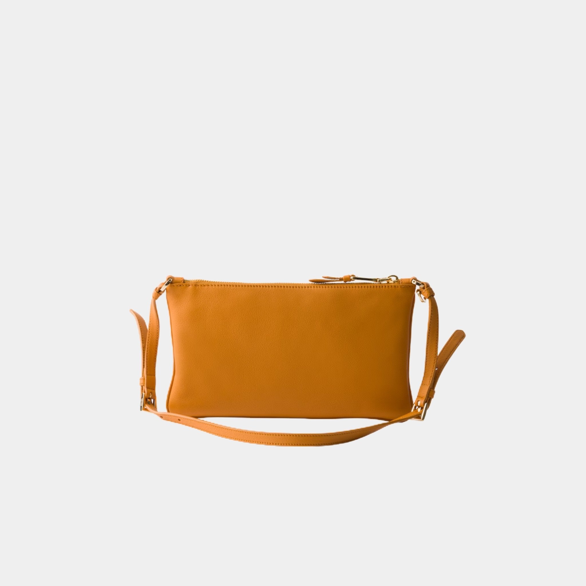 Prada Calfskin Leather Pouch, Amber, Back