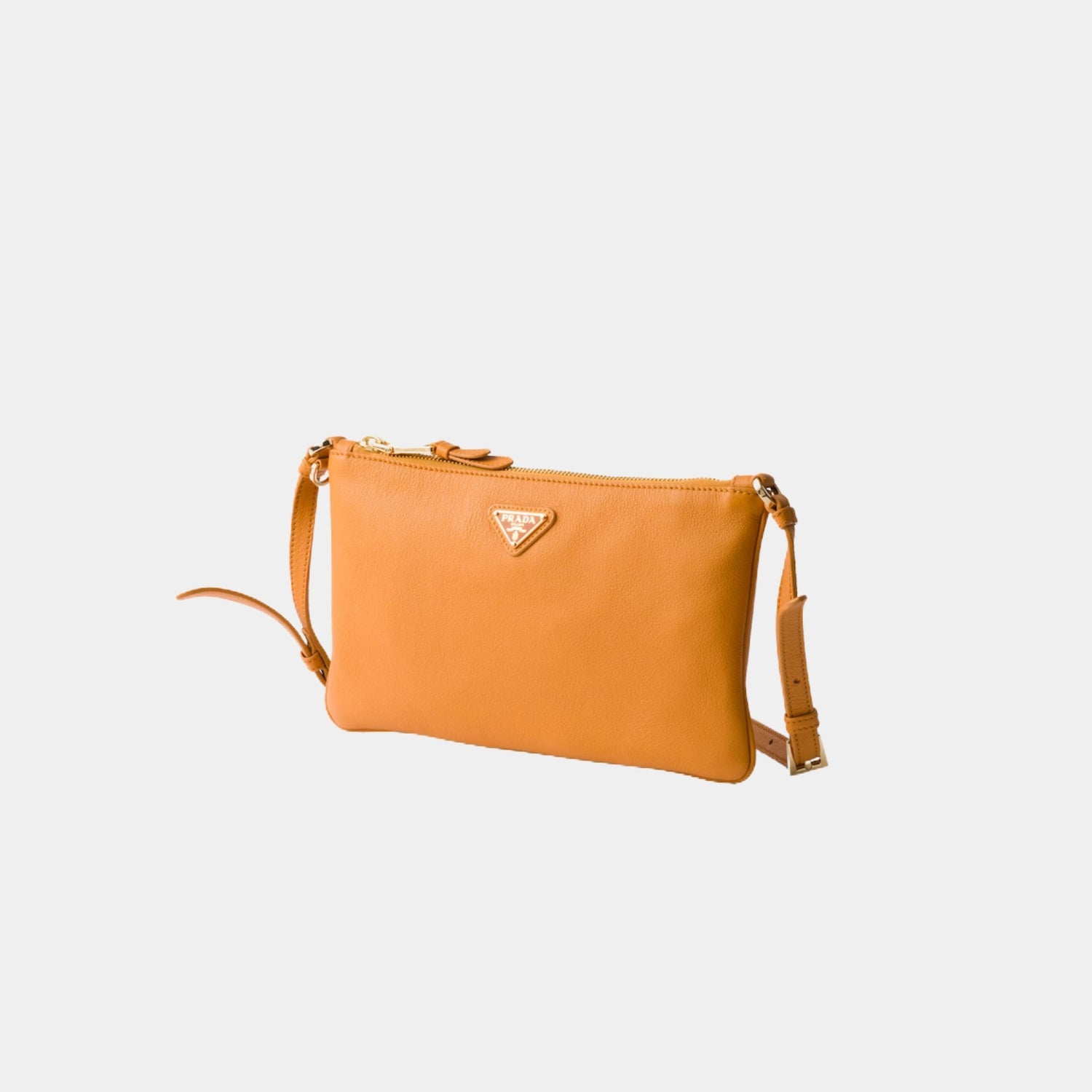 Prada Calfskin Leather Pouch, Amber, Side