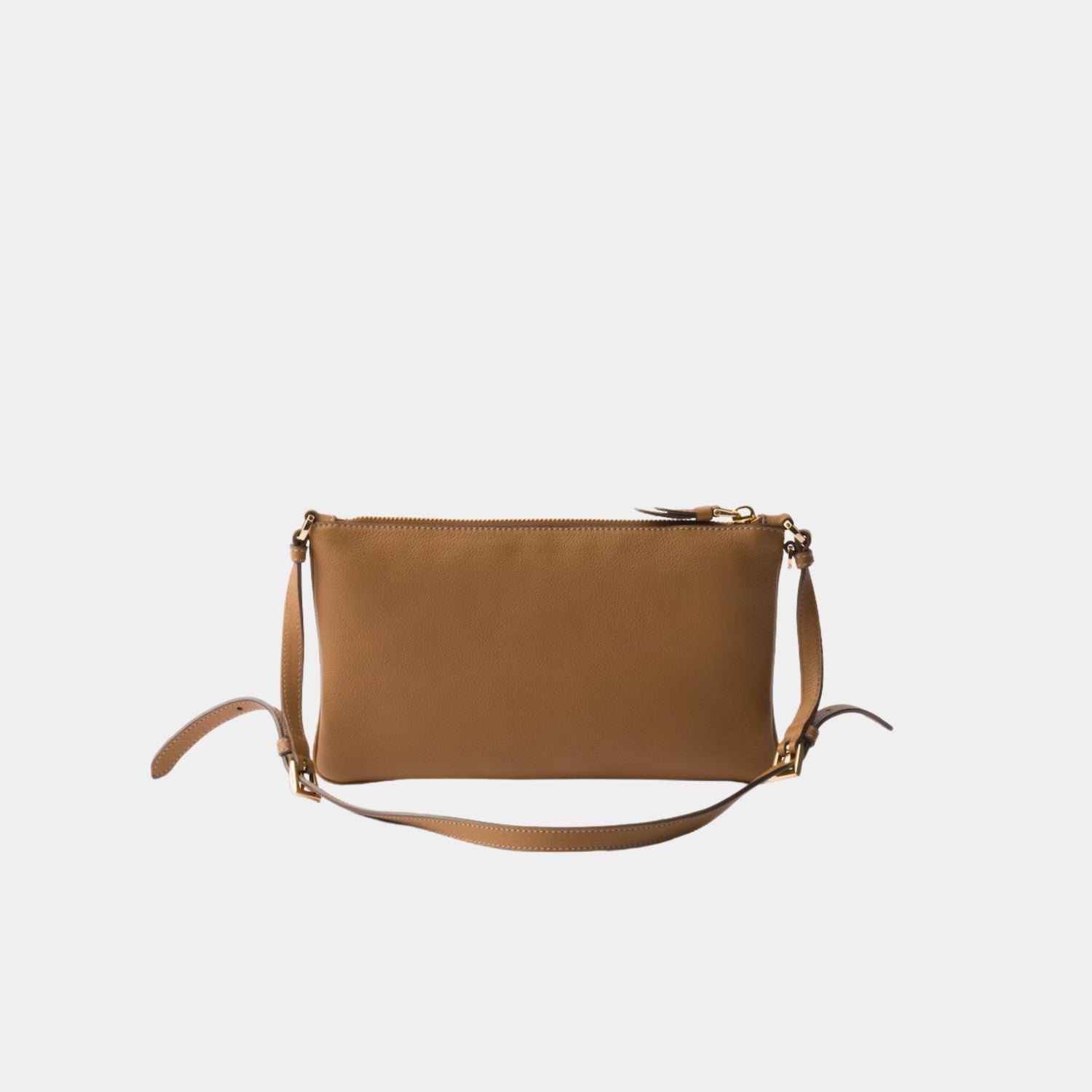 Prada Calfskin Leather Pouch, Caramel, Back