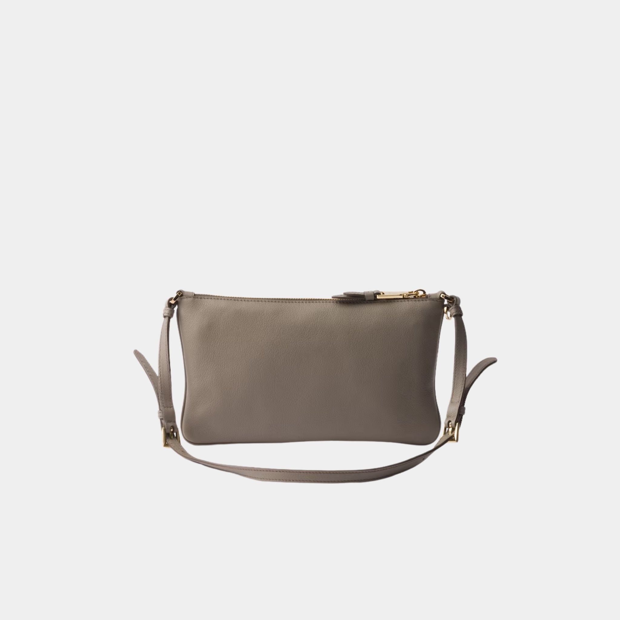 Prada Calfskin Leather Pouch, Clay Grey, Back